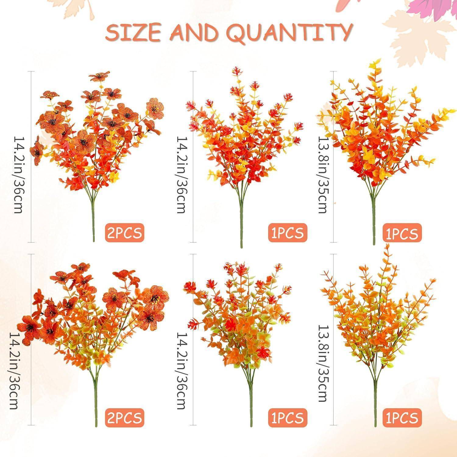 8 Bündel Künstliche Herbstblumen Herbststrauß Herbstdeko Orange
