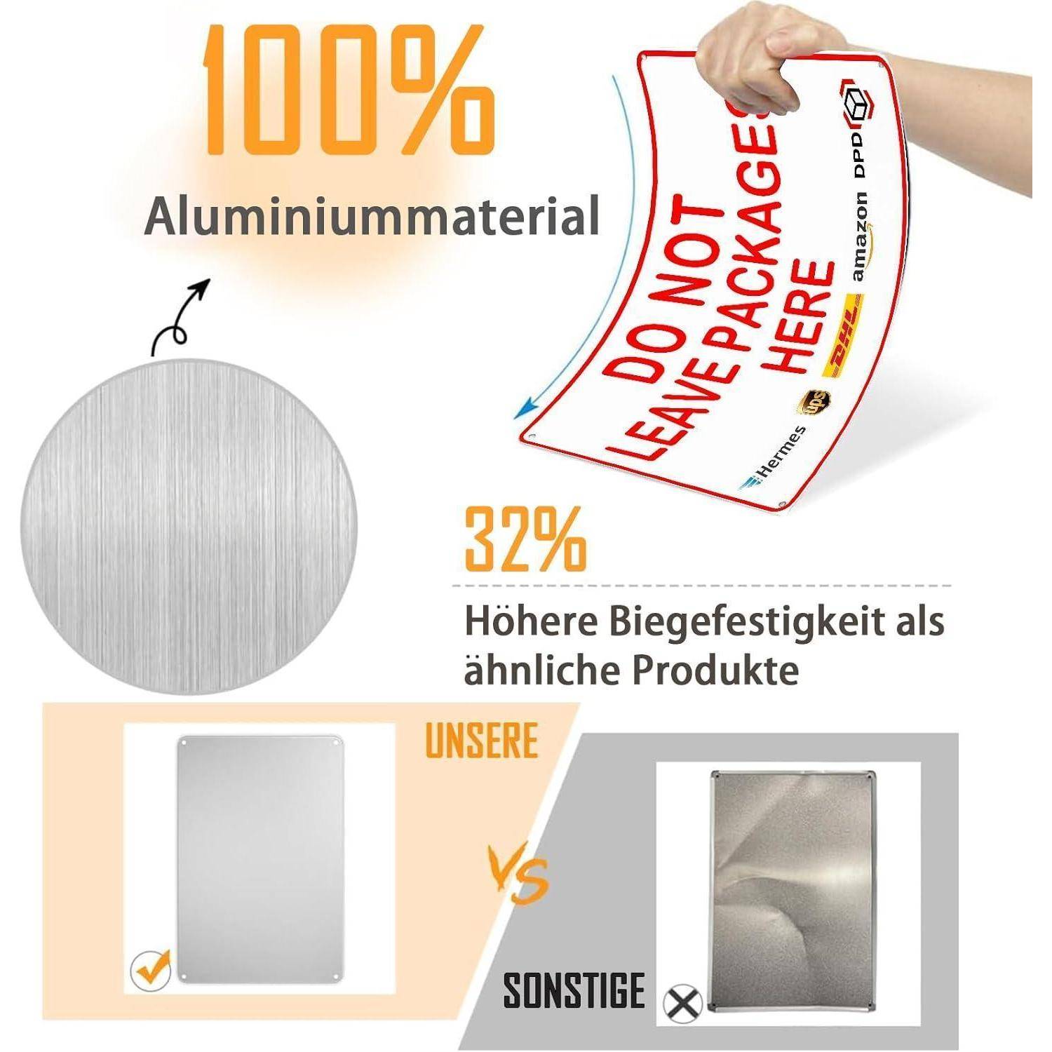 Warnschild Keine Pakete hier abstellen Aluminium 20x30 cm