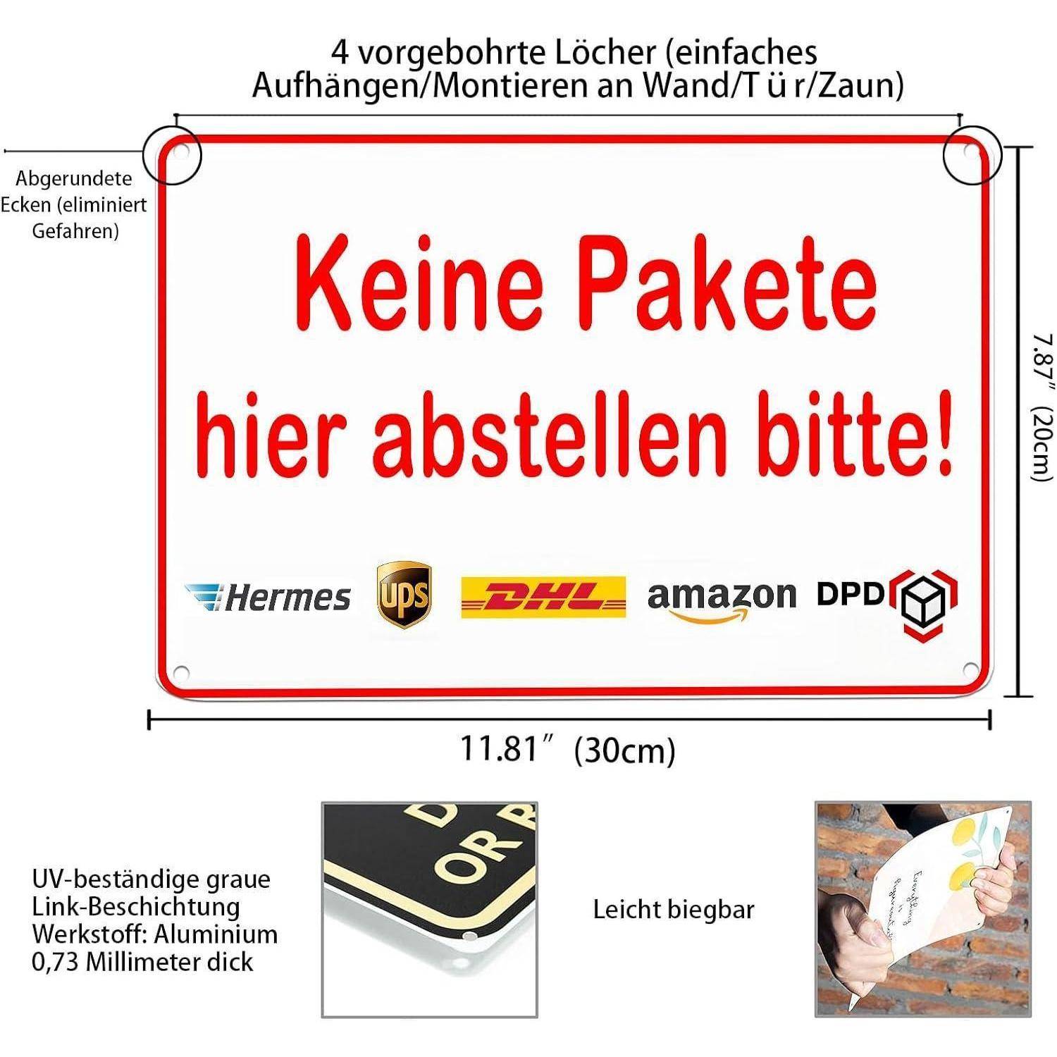 Warnschild Keine Pakete hier abstellen Aluminium 20x30 cm