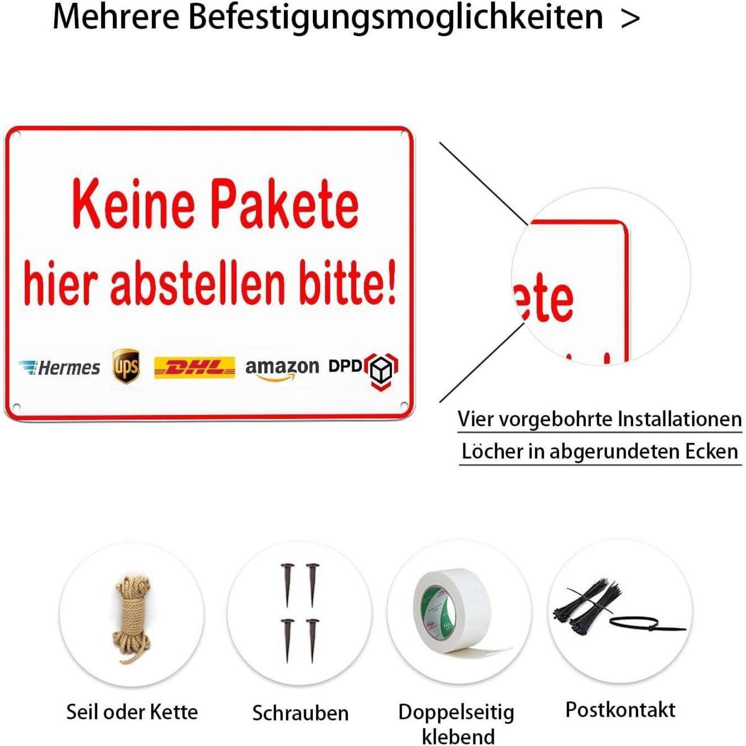 Warnschild Keine Pakete hier abstellen Aluminium 20x30 cm