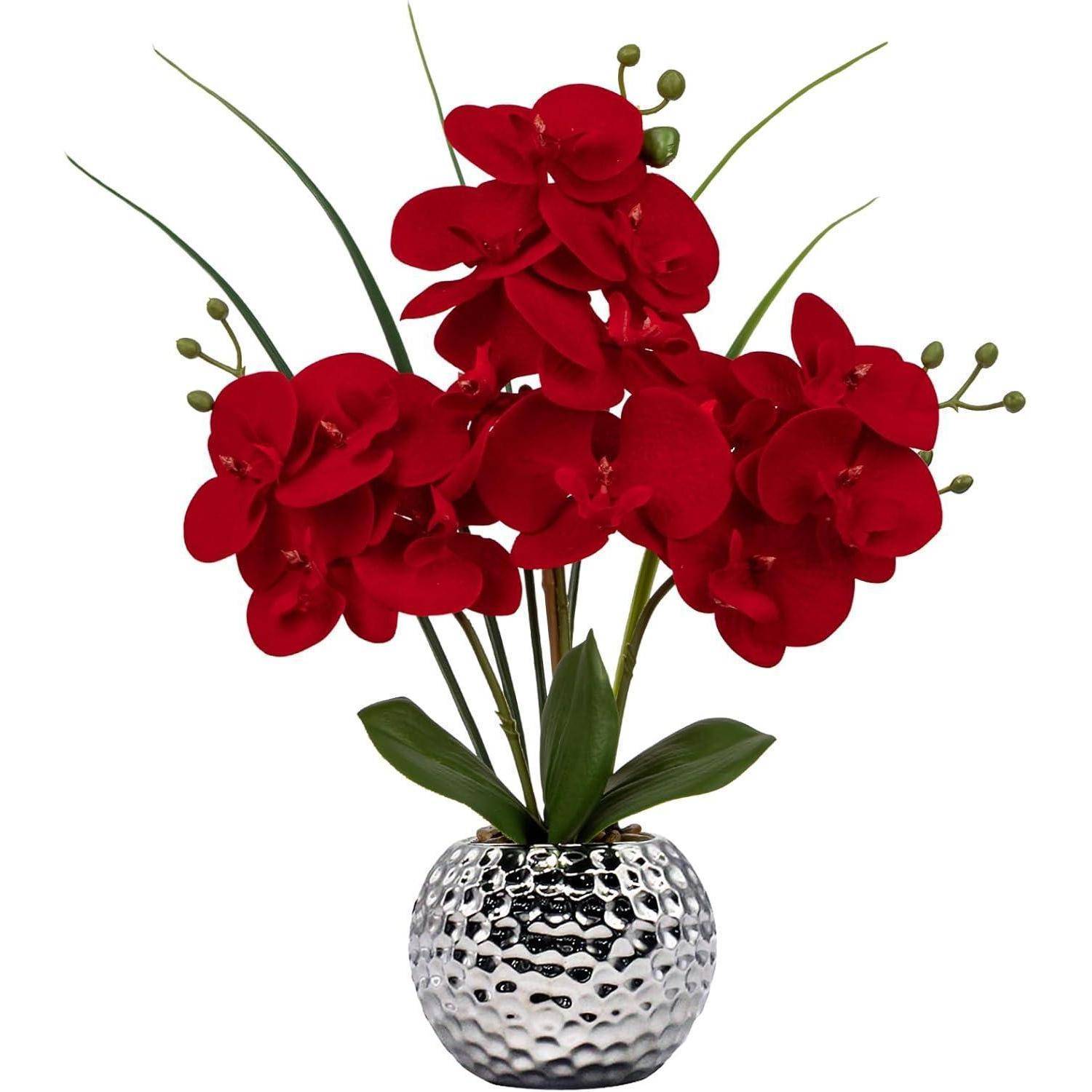 Orchidee Phalaenopsis Kunstblume Höhe 49 cm Keramiktopf Rot