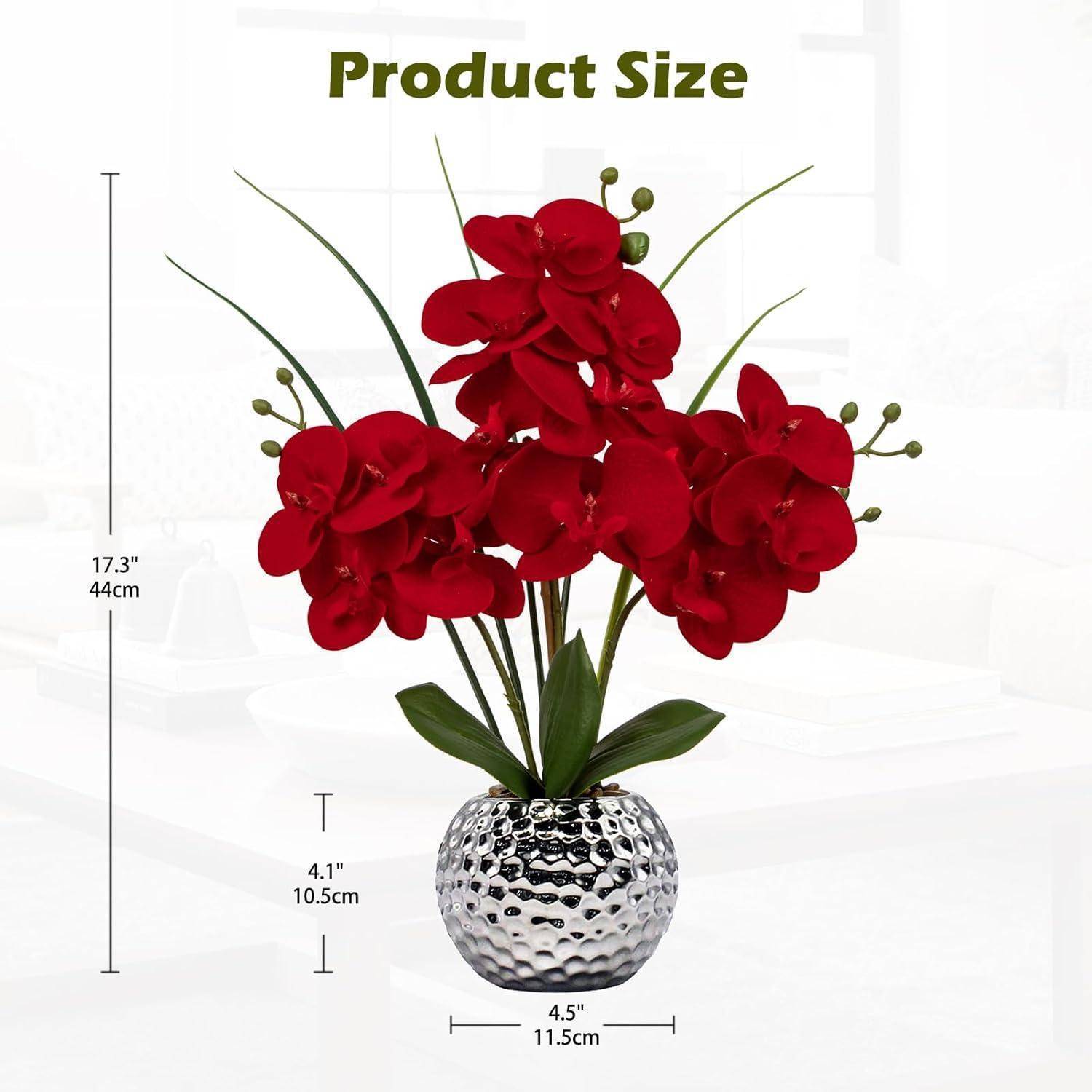 Orchidee Phalaenopsis Kunstblume Höhe 49 cm Keramiktopf Rot