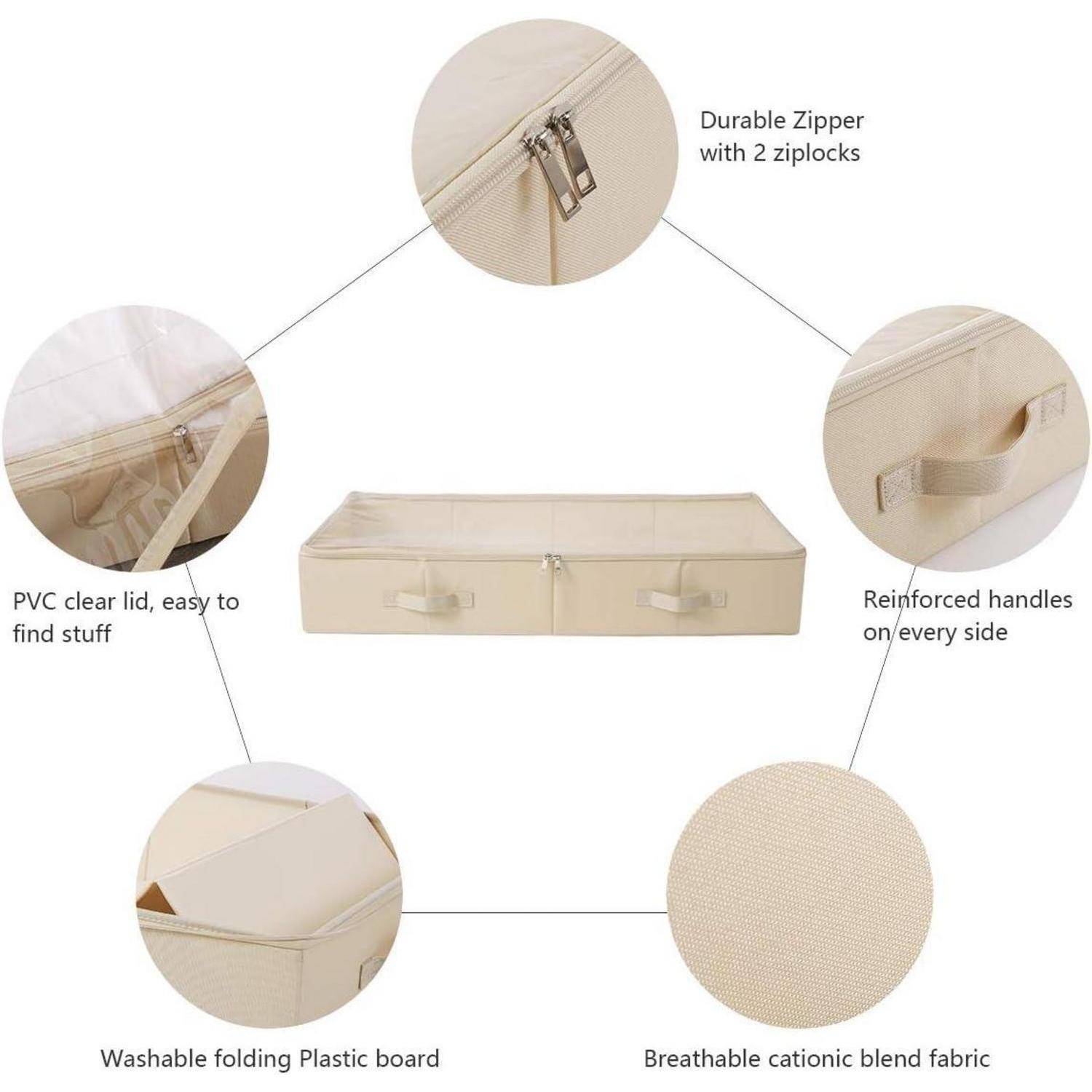 Unterbett Aufbewahrungsboxen Deckel Schuhe Bettwäsche 85*43*15cm Beige