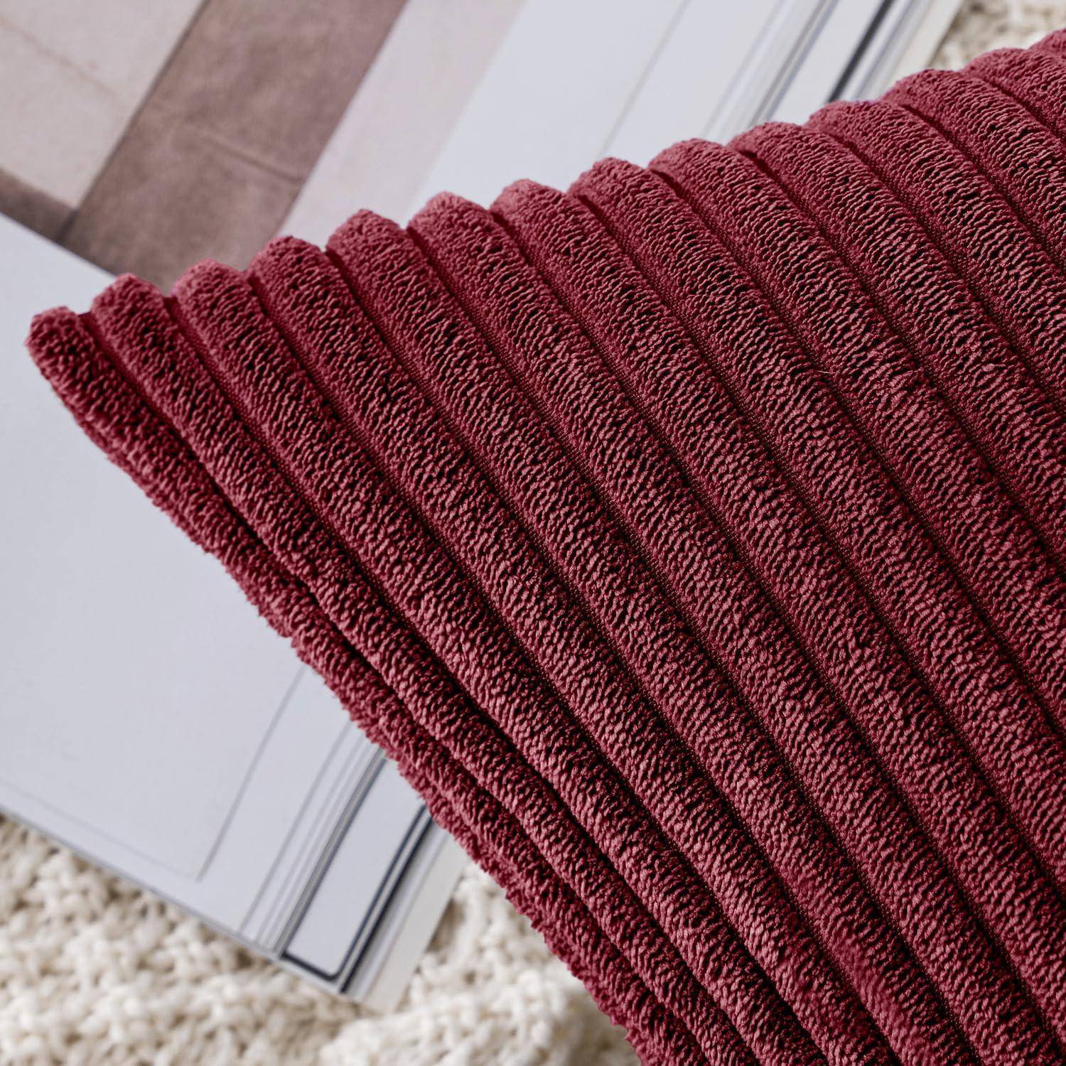 Kissenbezug Kordsamt Dekokissenbezug 50 x 50 cm 2 Stück Weinrot