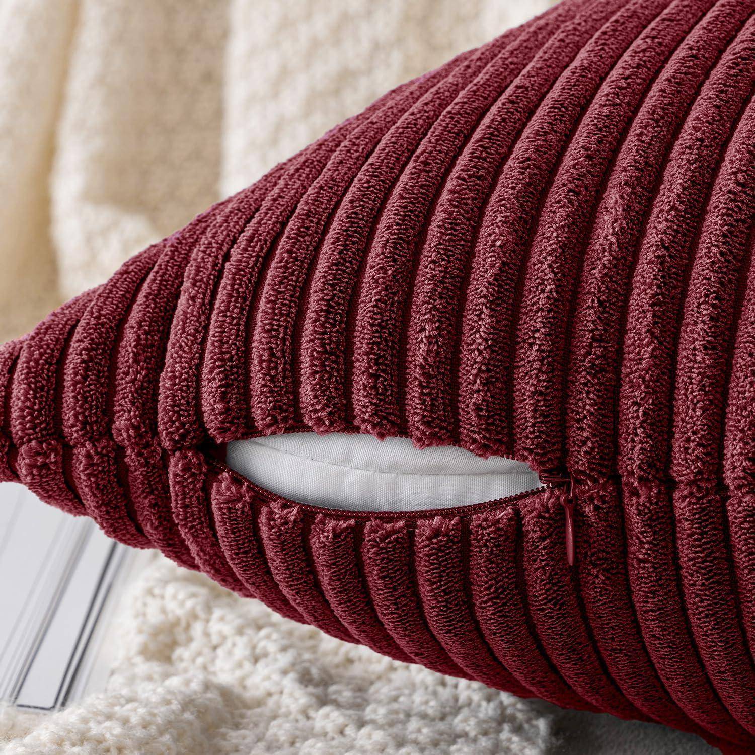 Kissenbezug Kordsamt Dekokissenbezug 50 x 50 cm 2 Stück Weinrot