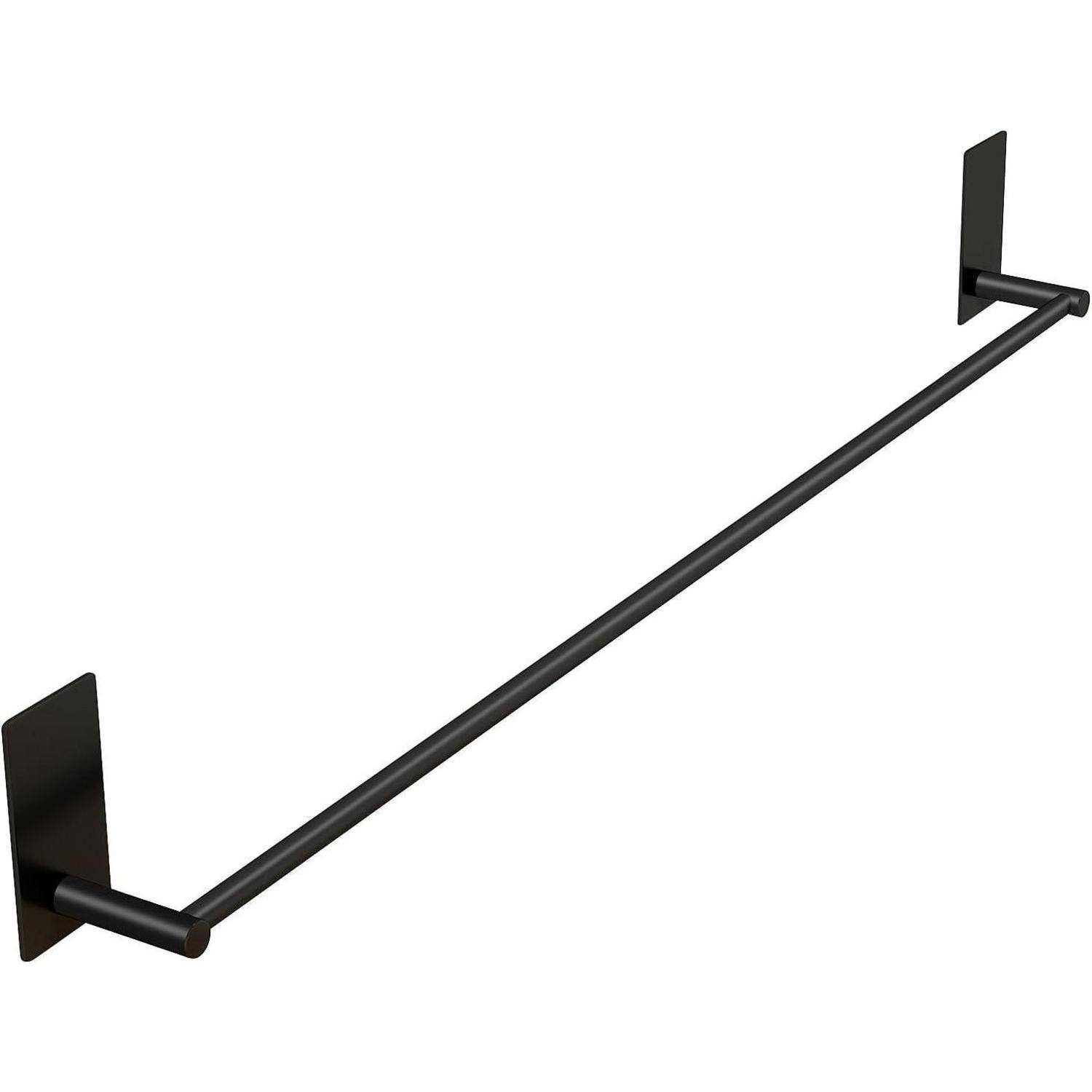 Eine elegante schwarze Wandhandtuchstange mit quadratischen Wandhalterungen, ideal für moderne Badezimmereinrichtung.