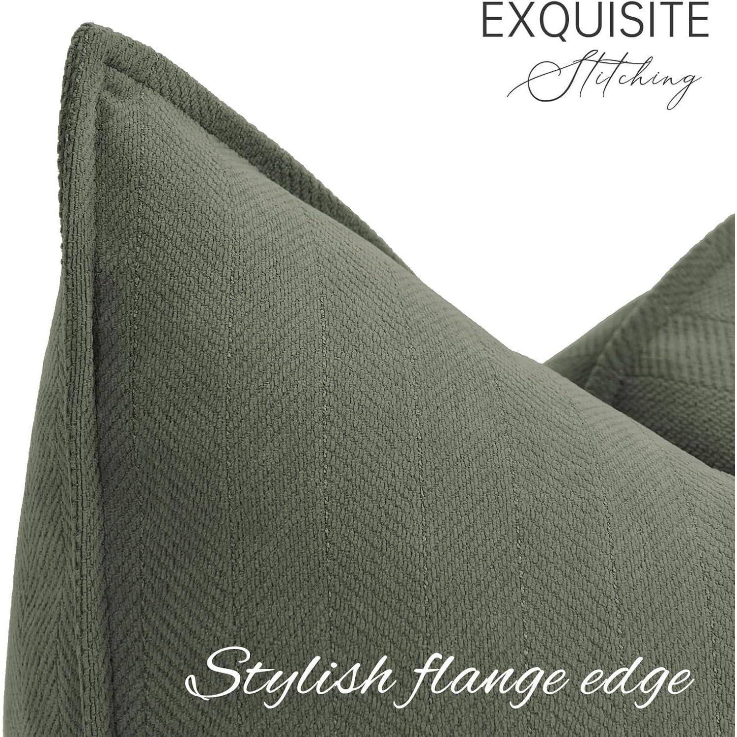 Kissenbezug Chenille Kissenhülle Armeegrün 40 x 60 cm 2 Stück