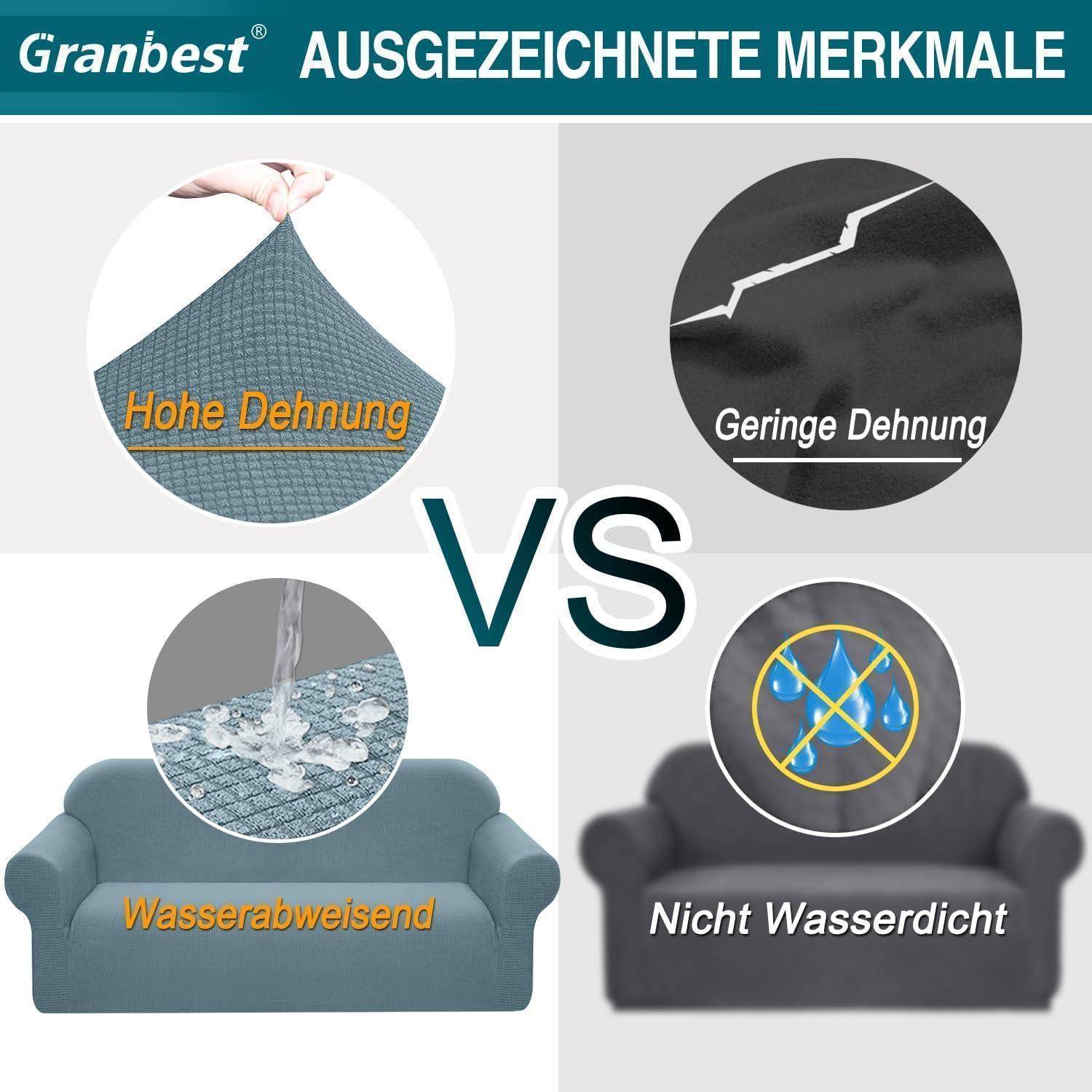 Sofabezug Stretch Wasserdicht Spandex Jacquard Anti 3 Sitzer Azurblau