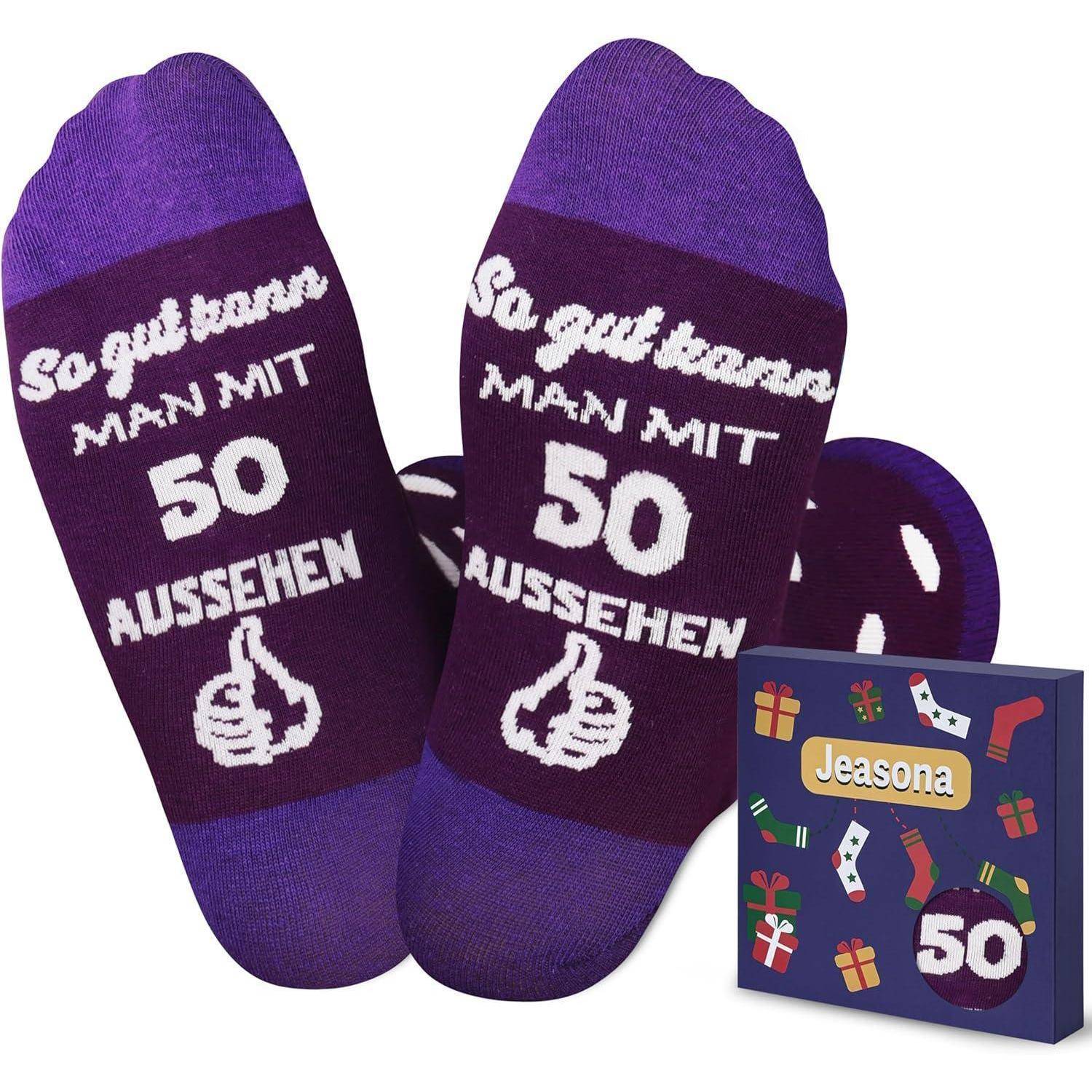 Socken Damen Baumwolle Herz Polka Dots Geburtstag Lila-50th 39-42