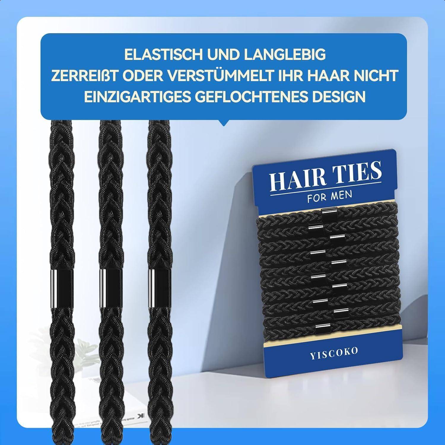 Herren-Haargummis Schwarz Nylon, 10er Pack - Stilvolles