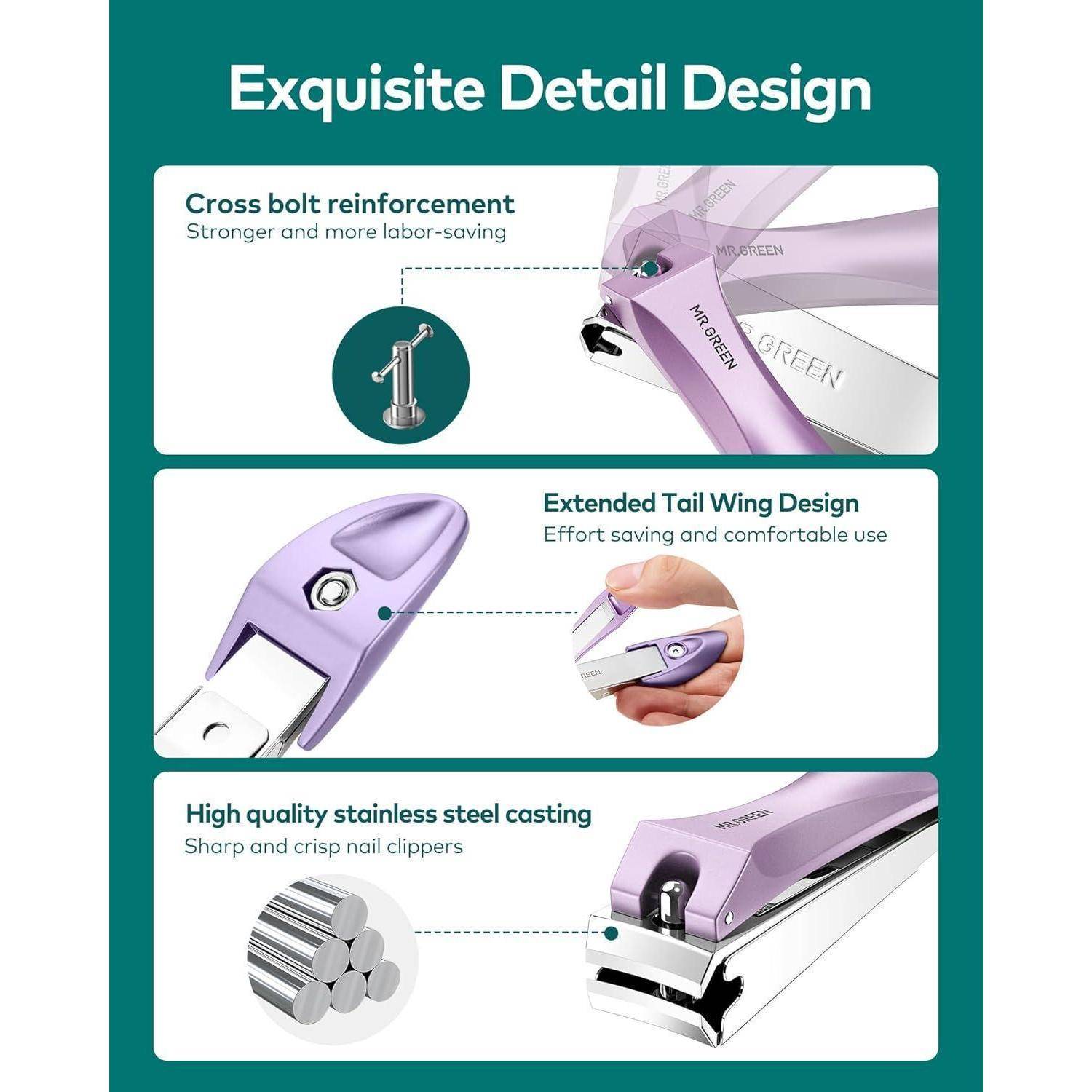 Exquisite Detail Design': Querbolzenarmierung verstärkt den Nagelschneider; Verlängerter Seitenflügel für einfache Handhabung; Edelstahl für präzise Schnitte.