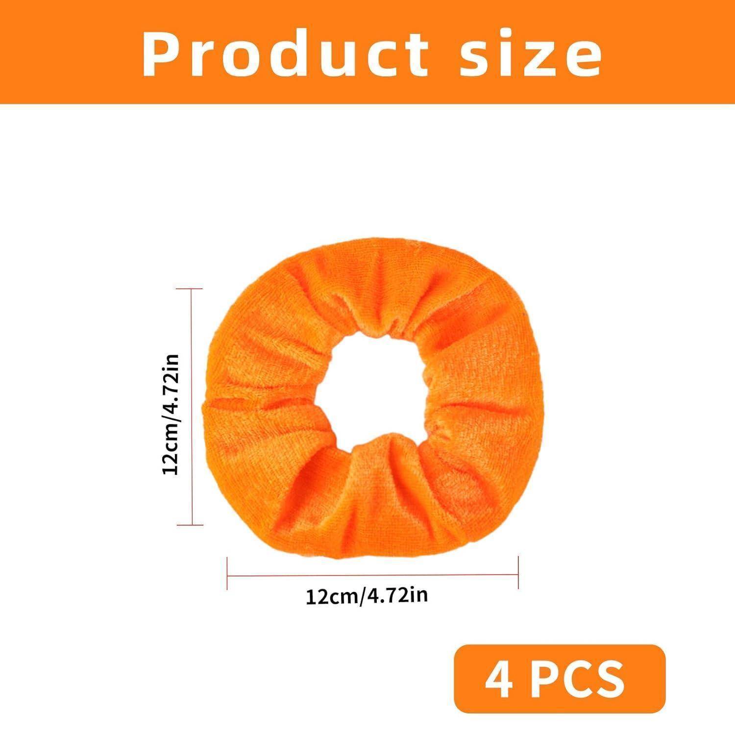Haargummi Scrunchies Samt Set 4 Stück Damen Zopfgummi Orange