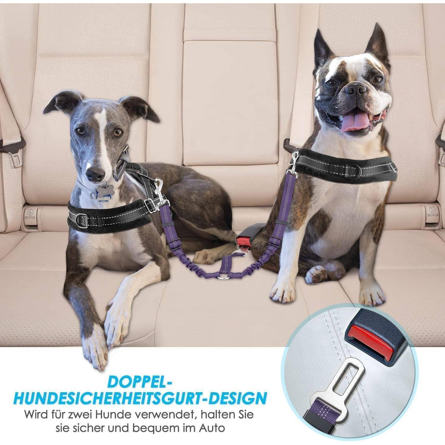 Anschnallgurt Hund Auto: 2in1 verhedderungsfrei elastisch