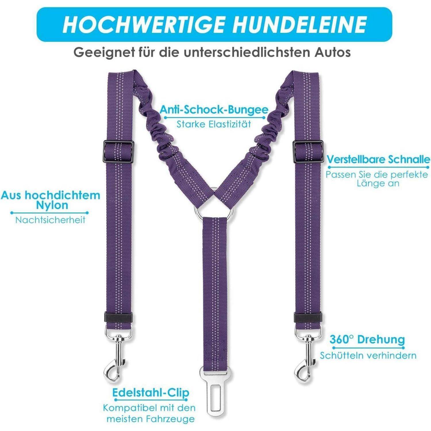 Anschnallgurt Hund Auto: 2in1 verhedderungsfrei elastisch