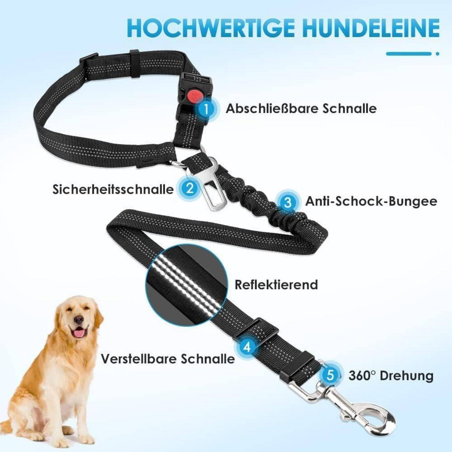 Hundegurt Auto Kopfstützen-Rückhalte Sicherheitsgurt Reflektor 2Pcs