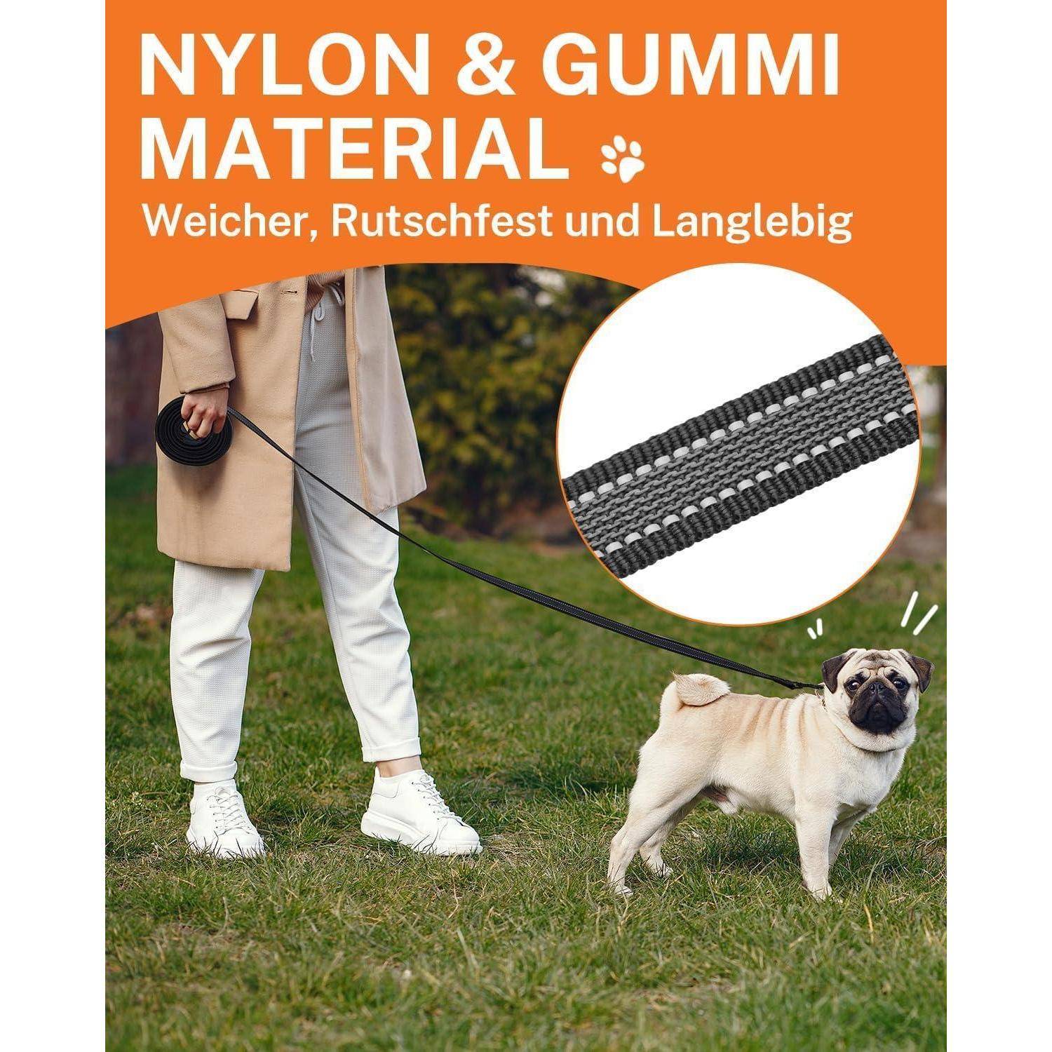 Schleppleine Nylon Übungsleine 5m 10m Reflektoren 10m x 2cm Schwarz