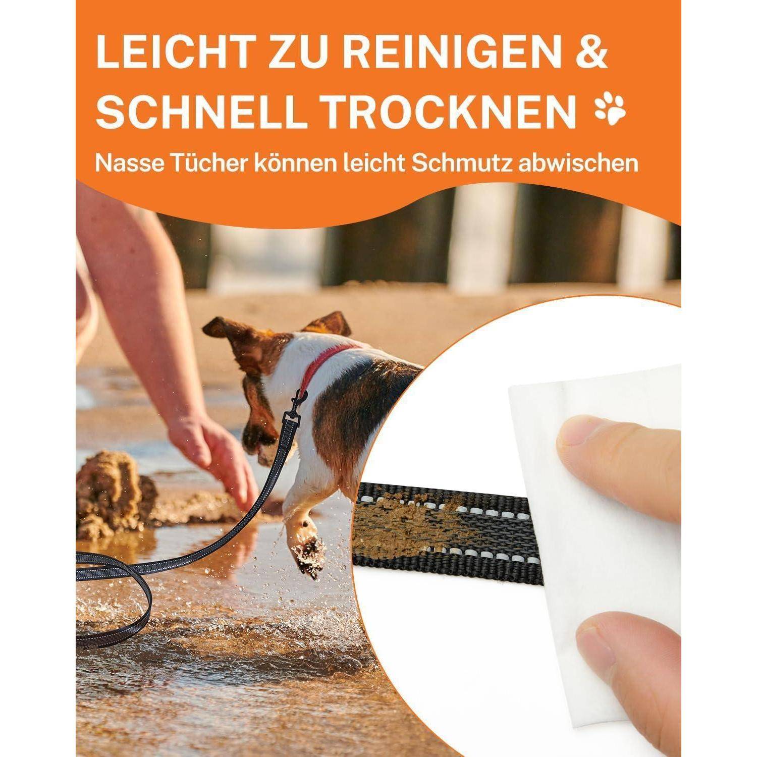 Schleppleine Nylon Übungsleine 5m 10m Reflektoren 10m x 2cm Schwarz