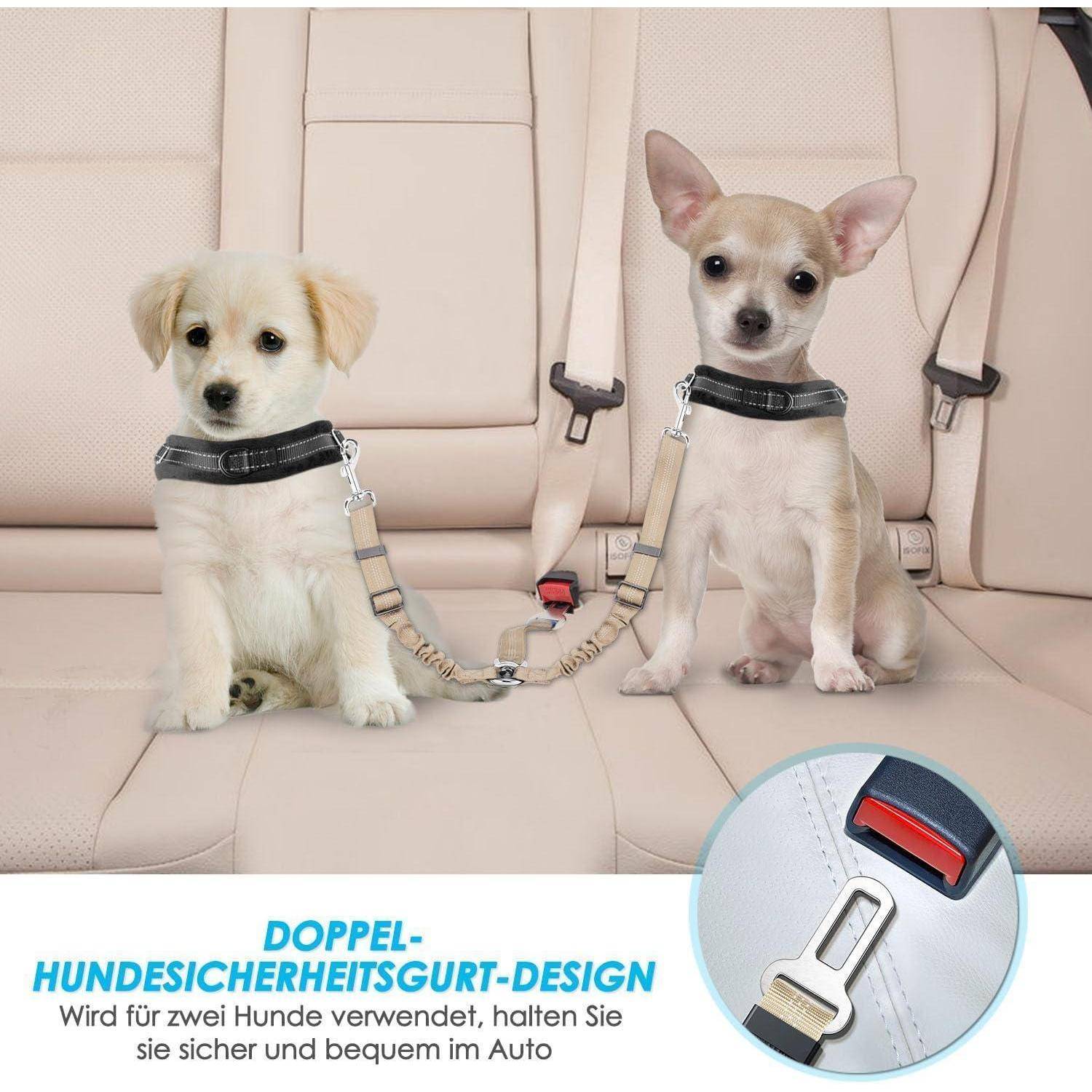 Anschnallgurt Hund Auto Verstellbar Reflektierend 2 Klein in 1 Beige