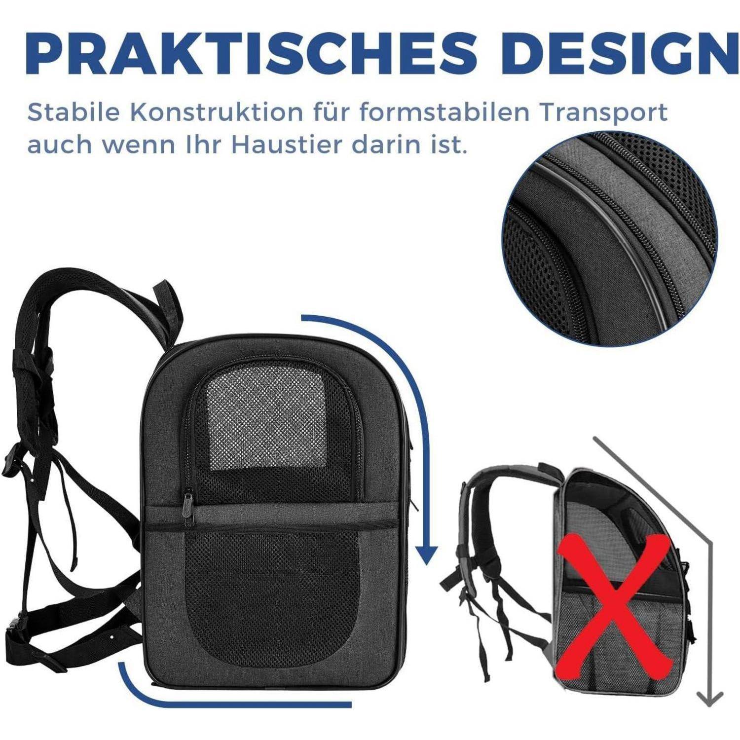 Hunderucksack Katzenrucksack Netz Wandern Reisen Schwarz-a