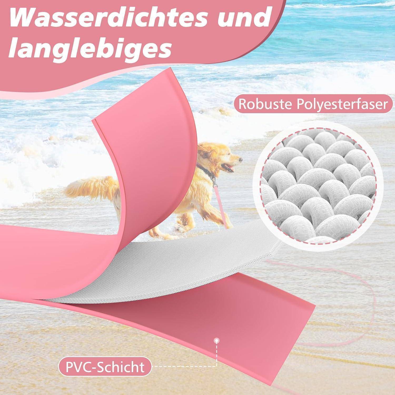 Schleppleine Hund wasserdicht Karabiner Handschlaufe 8M Rosa