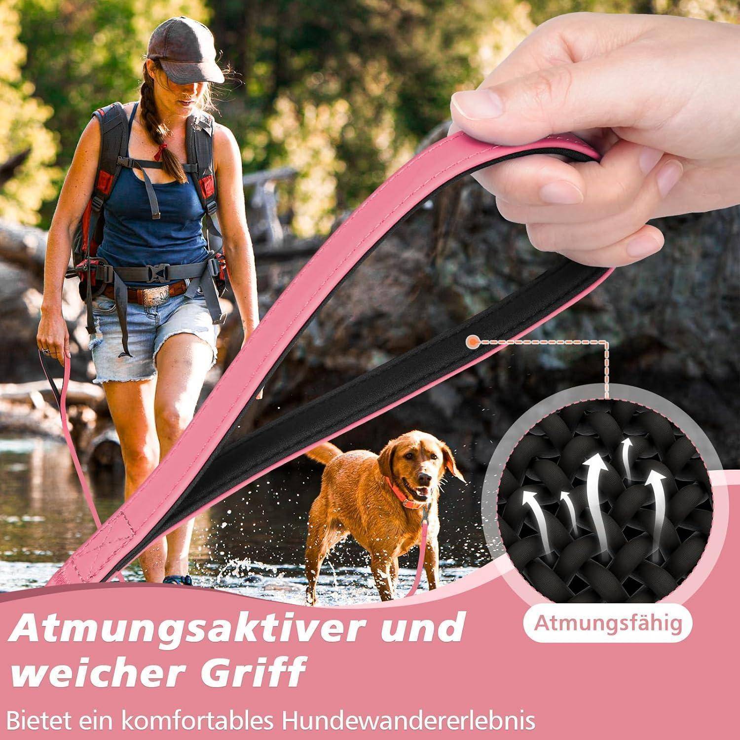 Schleppleine Hund wasserdicht Karabiner Handschlaufe 8M Rosa