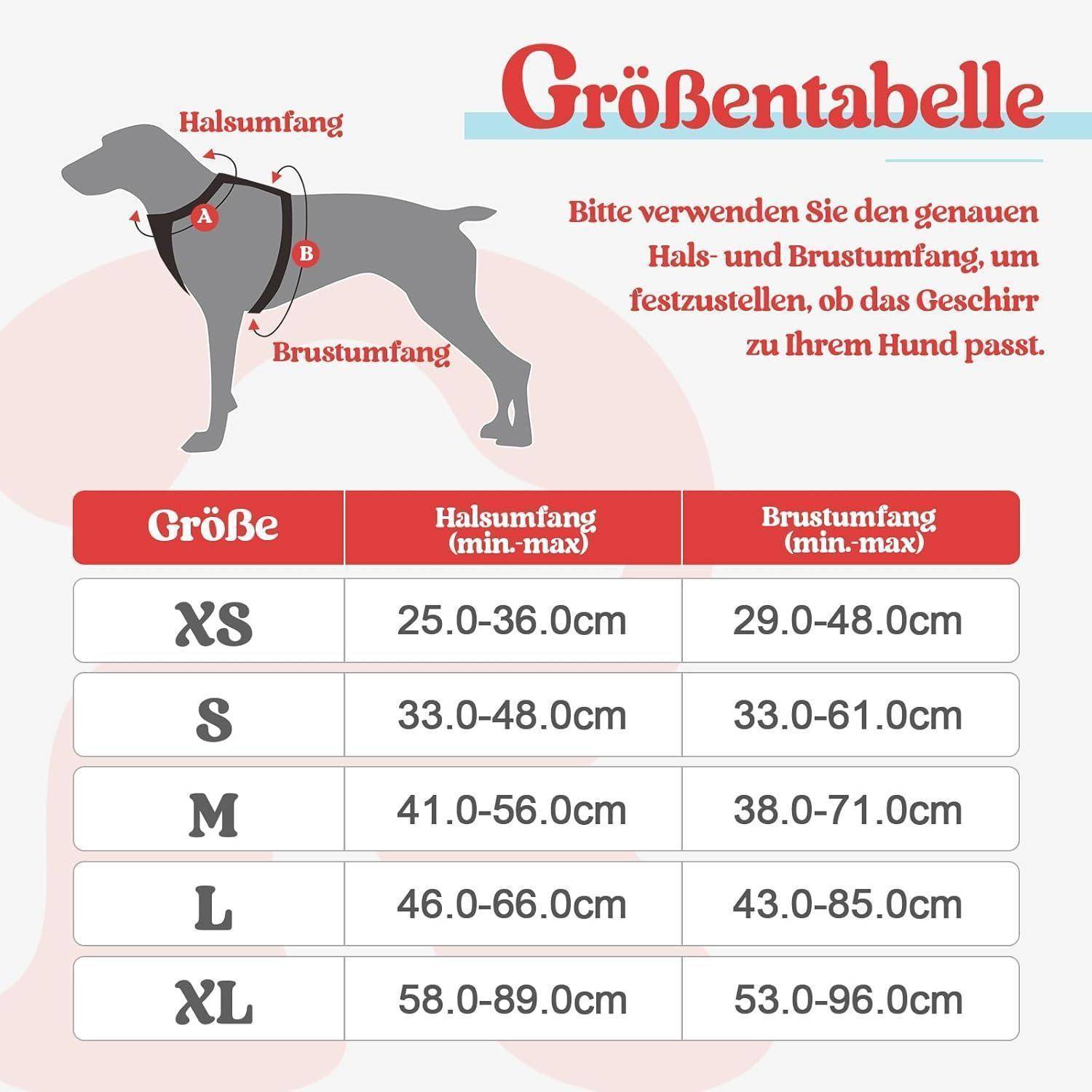 Hundegeschirr NoPull Verstellbar Brustgeschirr Rot Blaugrün M 1er Pack