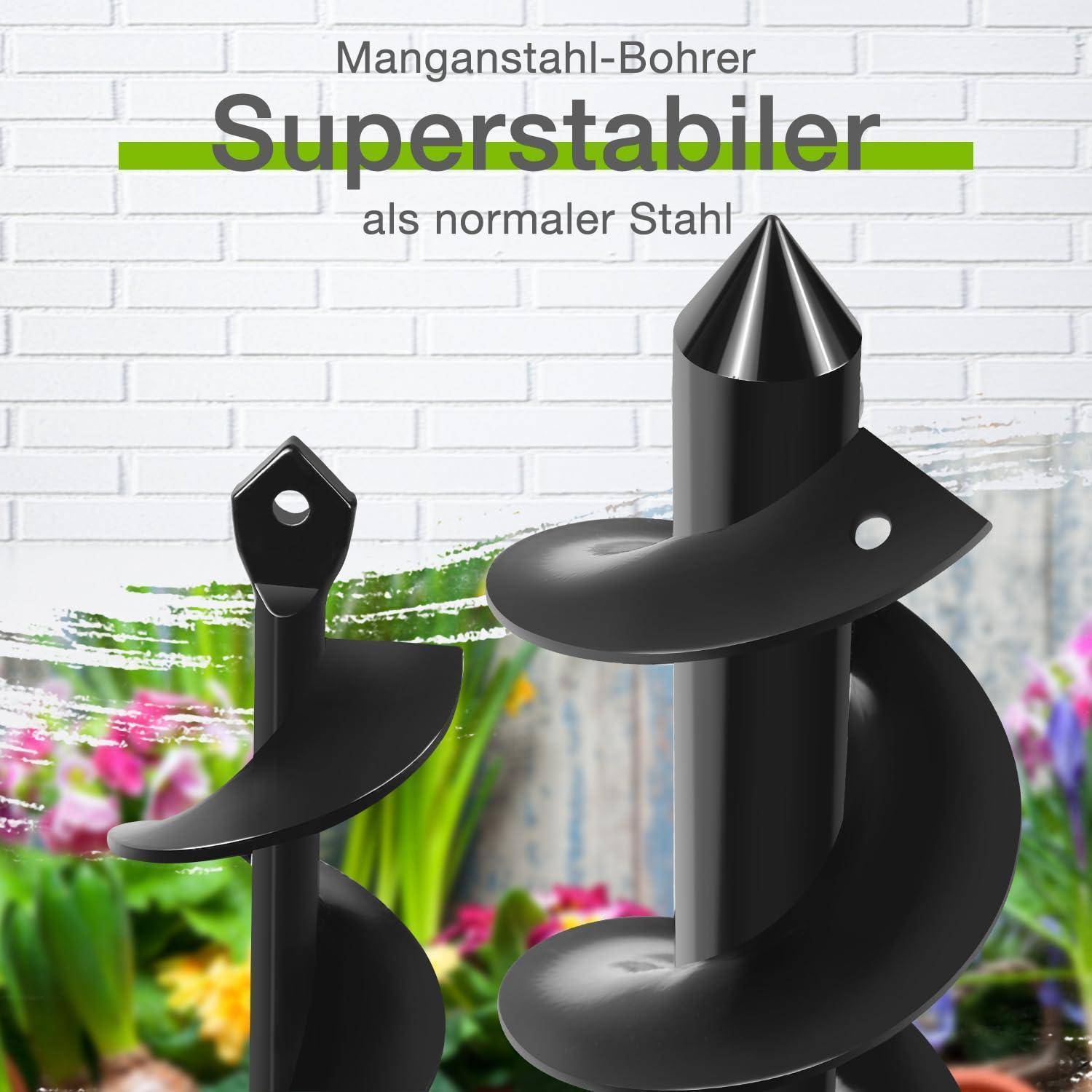 Garten Erdbohrer Set Spiralbohrer 8 x 30 cm 4 x 22 cm 2-teilig