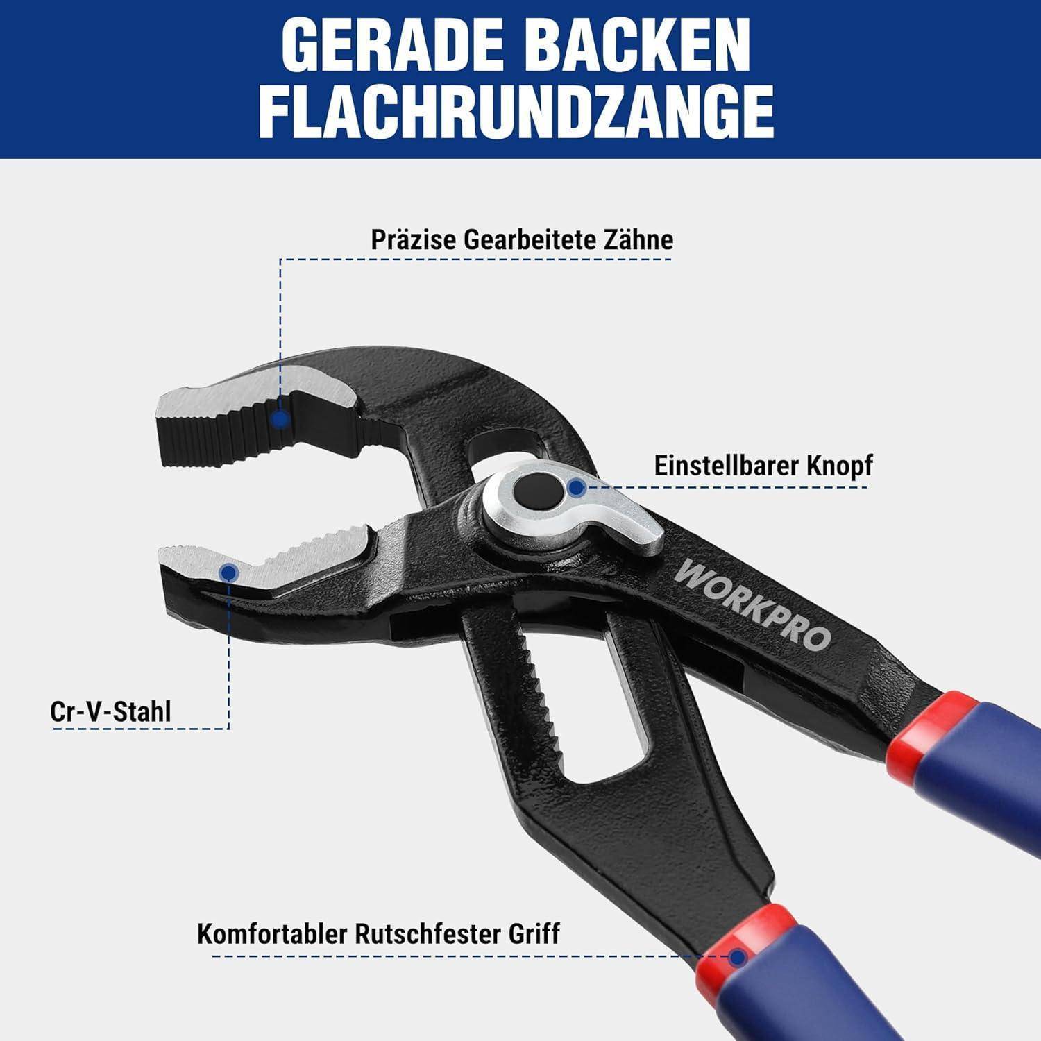 Wasserpumpenzange Set, verstellbar, Rillen-Gleitgelenk, 200 mm & 250