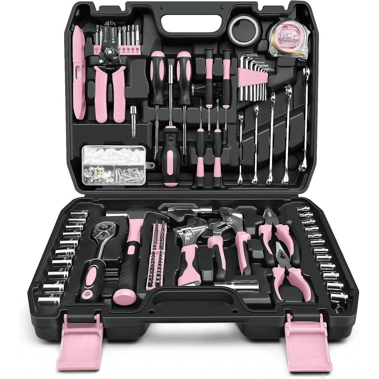 Werkzeugkoffer gefüllt 281tlg Multifunktions-Set in Rosa