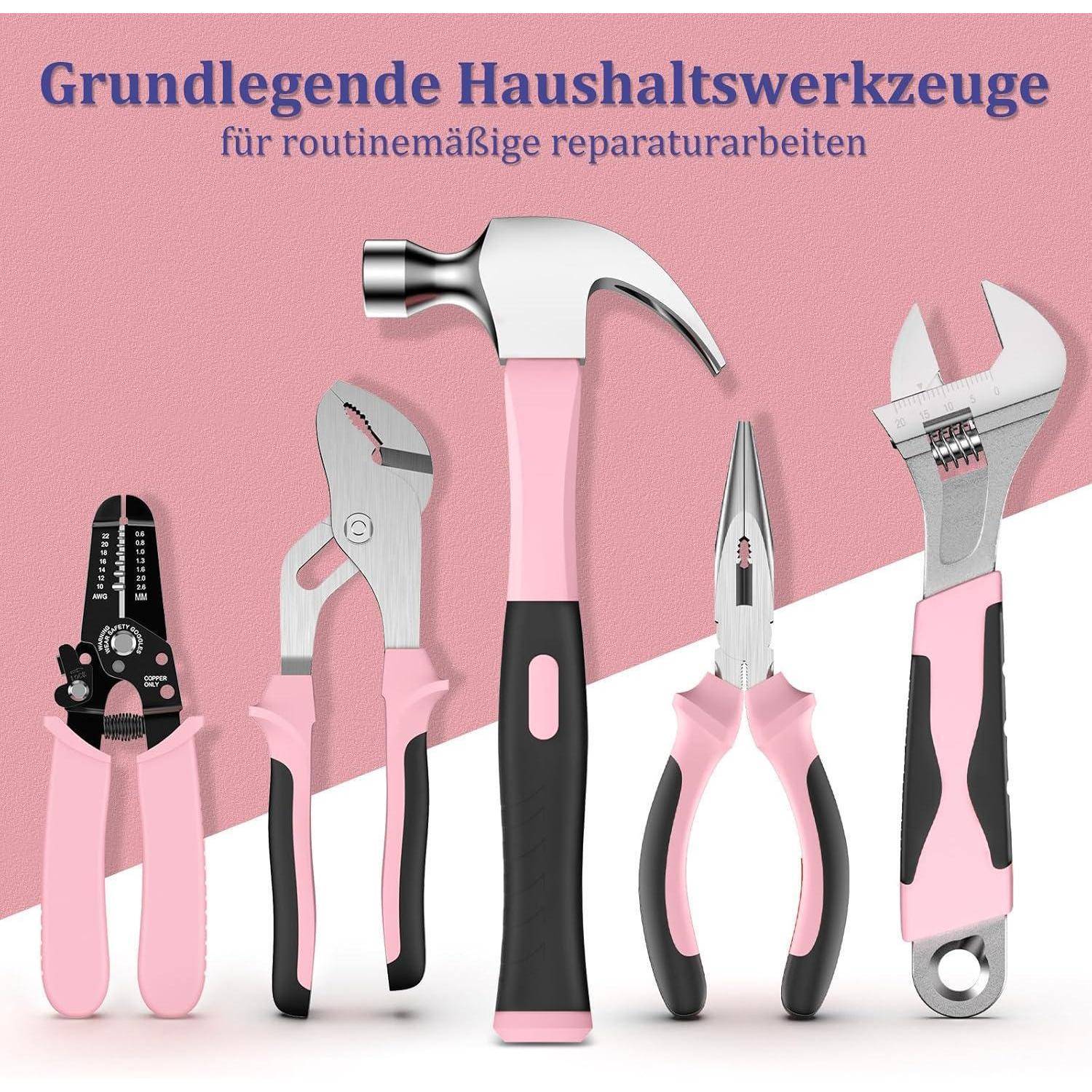 Werkzeugkoffer gefüllt 281tlg Multifunktions-Set in Rosa