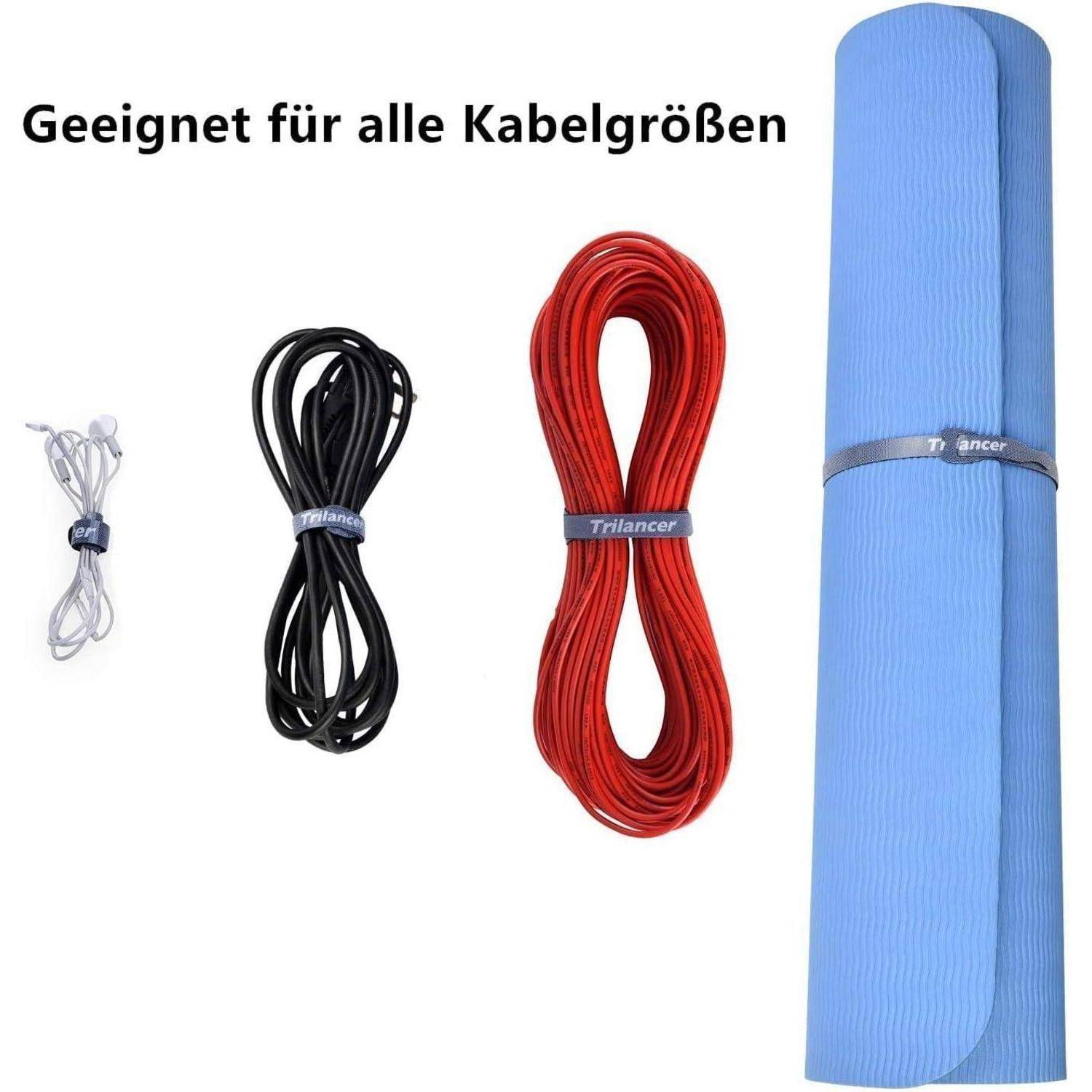 Eine Vielzahl von Kabeldurchmessern werden mit Trilancer-Kabelbindern organisiert, was die Vielseitigkeit für kleine bis große Kabel unter Beweis stellt. Der deutsche Text übersetzt zu 
