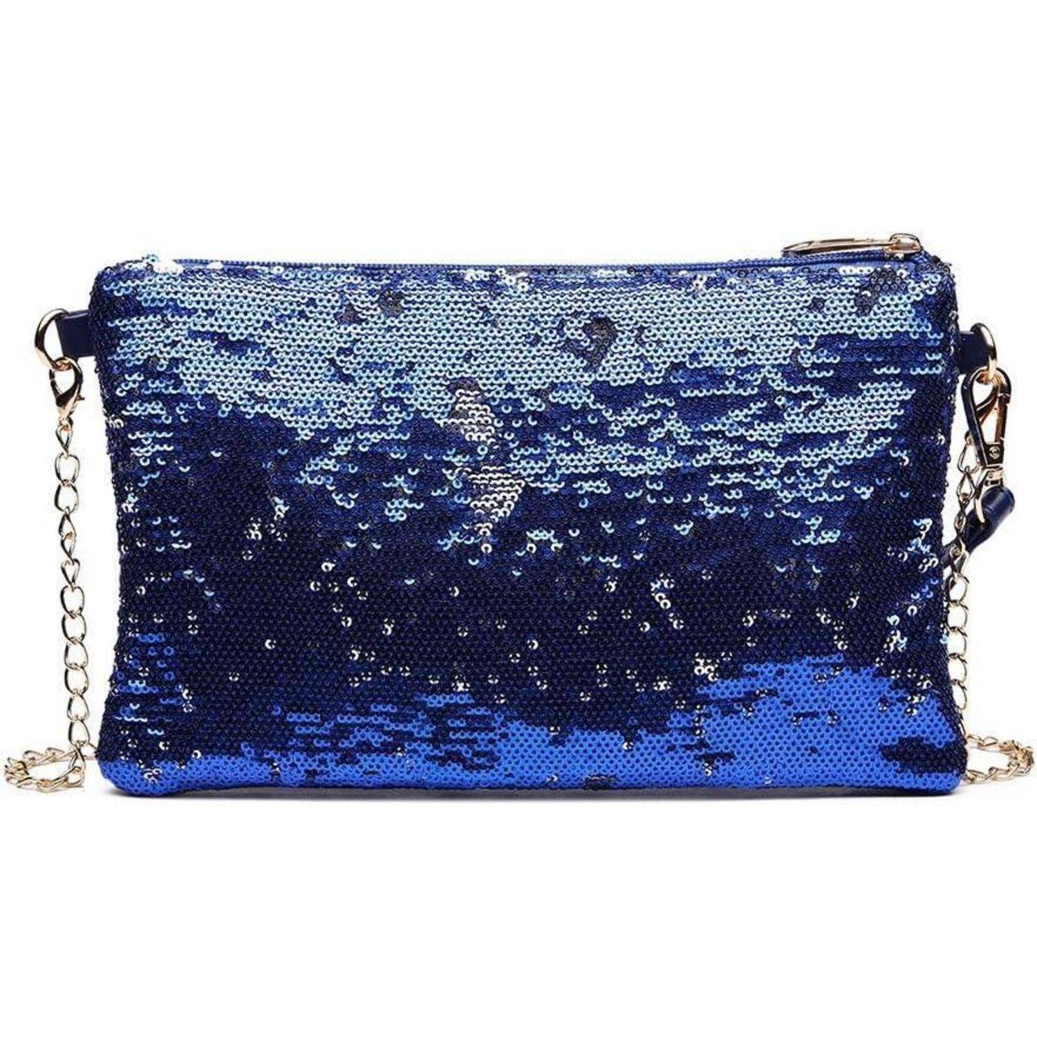 Damen Mini Pailletten Clutch Umhängetasche Schultertasche Magnetic