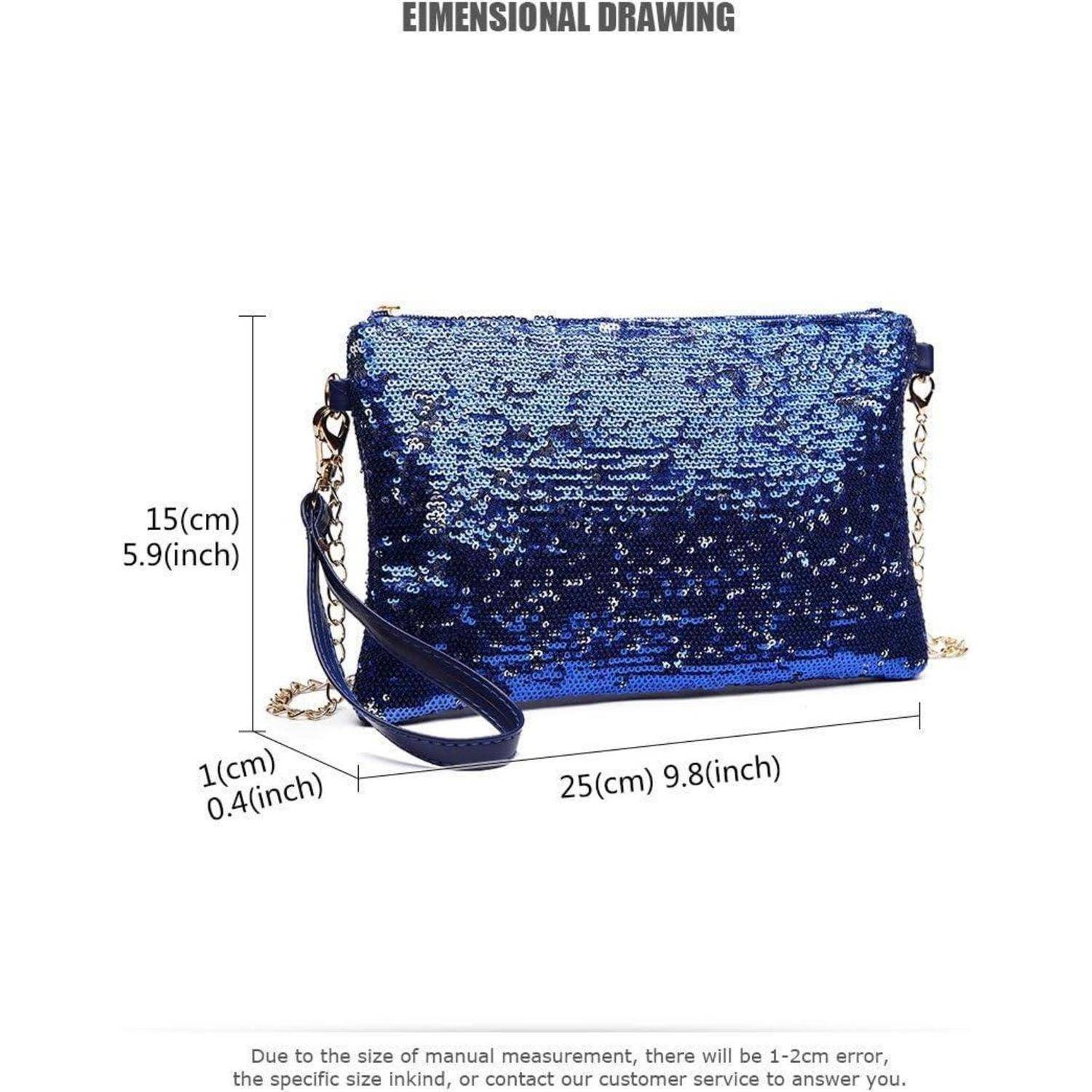 Damen Mini Pailletten Clutch Umhängetasche Schultertasche Magnetic