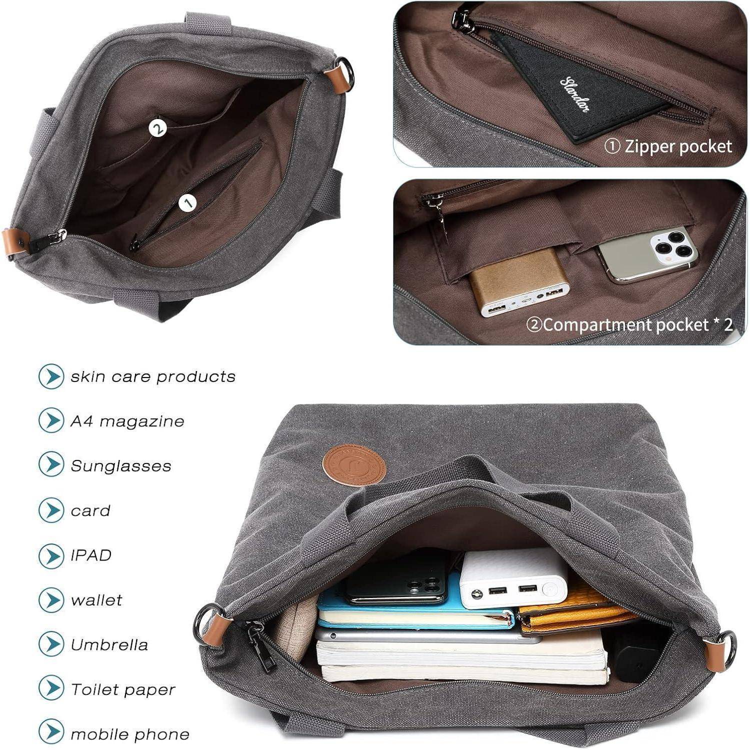 Damen Canvas Handtasche Schultertasche Multifunktionale Umhängetasche