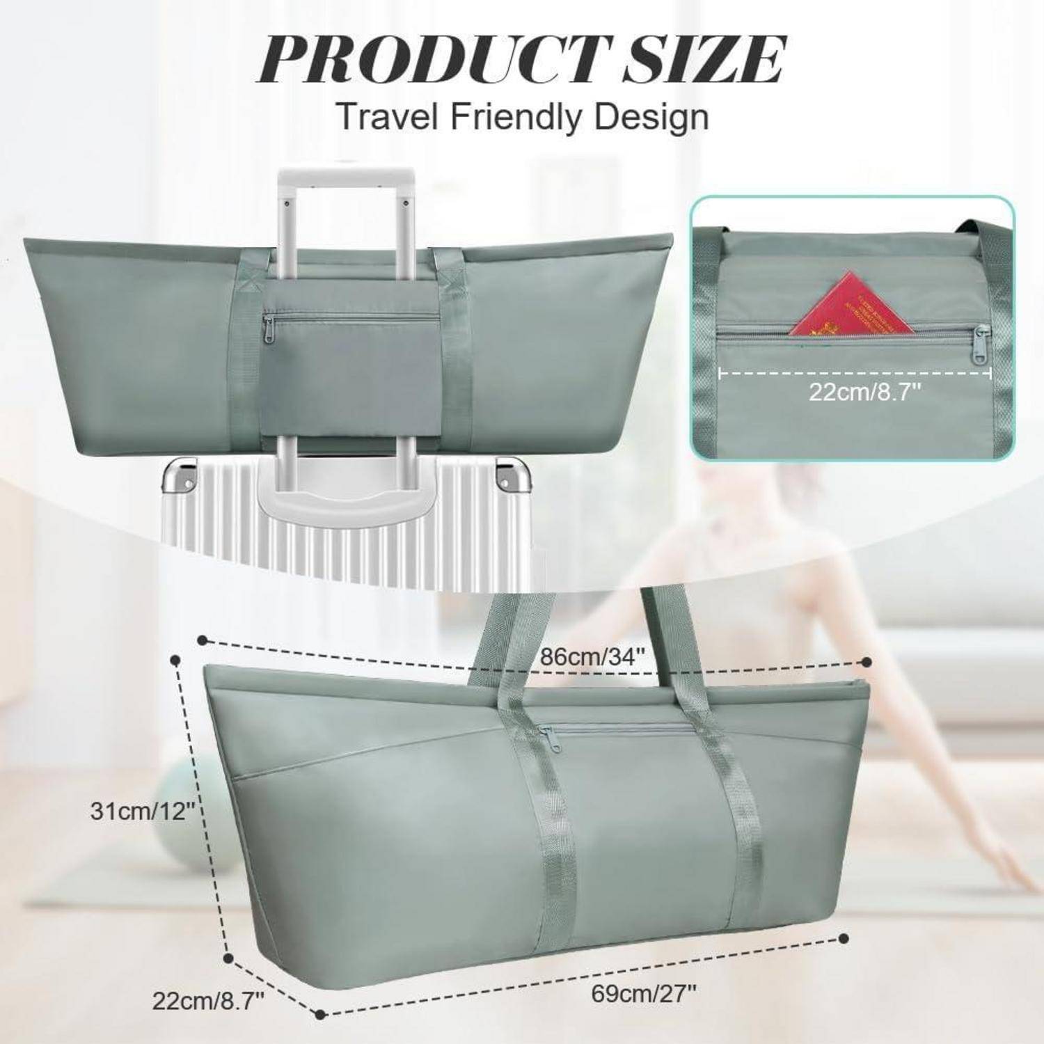 Sporttasche Damen Yoga Tasche Groß mit Nassfach und Schuhtasche