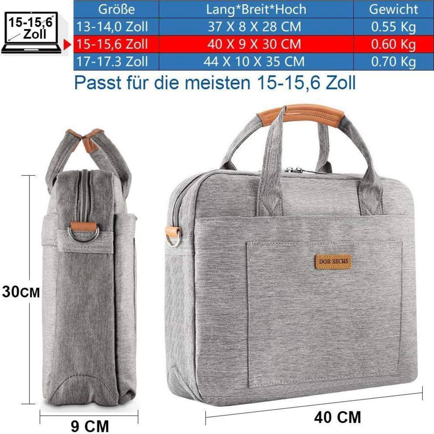Laptoptasche Aktentaschen Handtasche 15-15.6 Zoll Grau