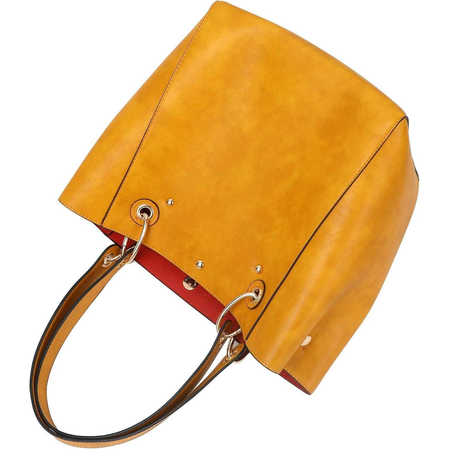 Taschen Damen Leder Shopper Henkeltaschen Schultasche Arbeit Gelb