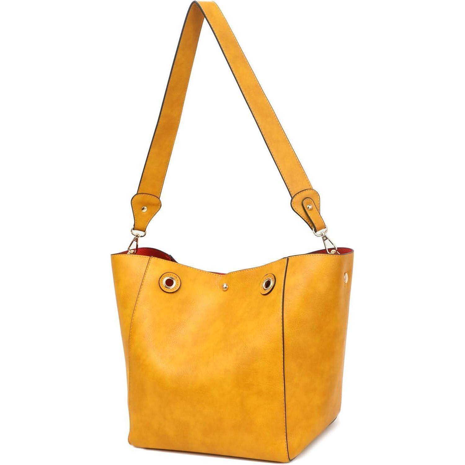 Taschen Damen Leder Shopper Henkeltaschen Schultasche Arbeit Gelb