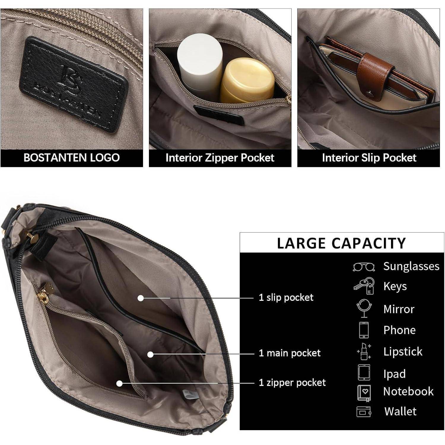Handtasche Damen Leder Crossbody Umhängetasche 1-beige mit Braun