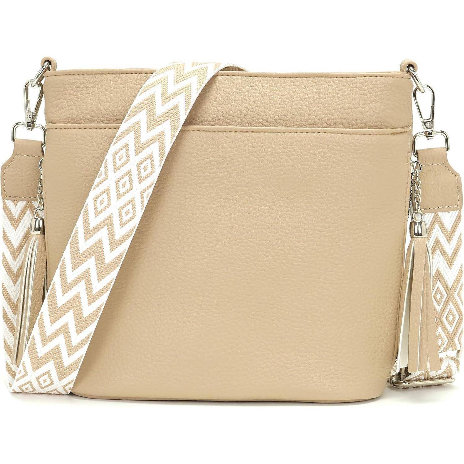 Umhängetasche Damen Mittelgroß Klein Crossbody Leder PU Neu-hellkhaki