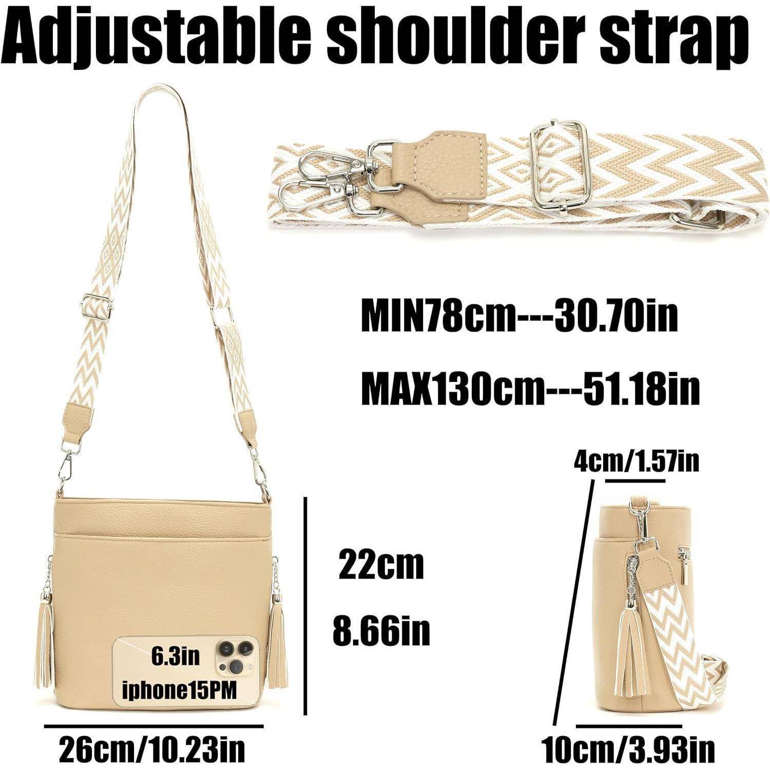 Umhängetasche Damen Mittelgroß Klein Crossbody Leder PU Neu-hellkhaki