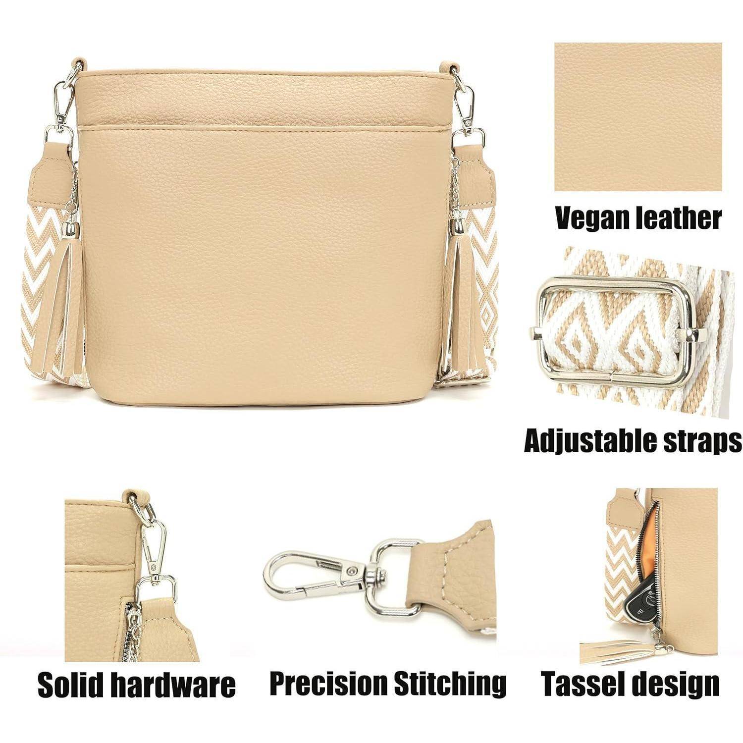 Umhängetasche Damen Mittelgroß Klein Crossbody Leder PU Neu-hellkhaki