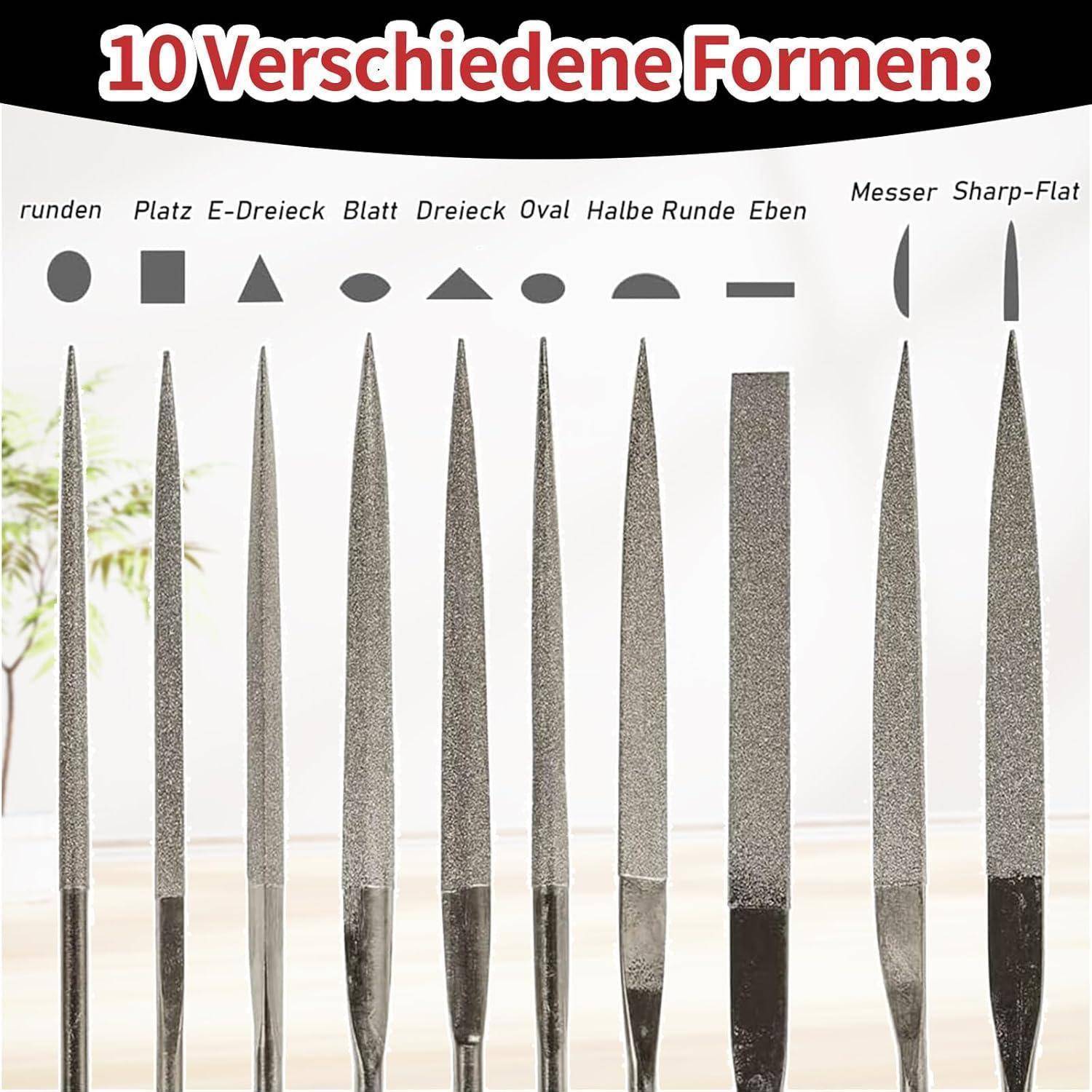 Diamantfeilenset 20-teilig mini Nadelfeilen 2 x 100 mm mit Tasche