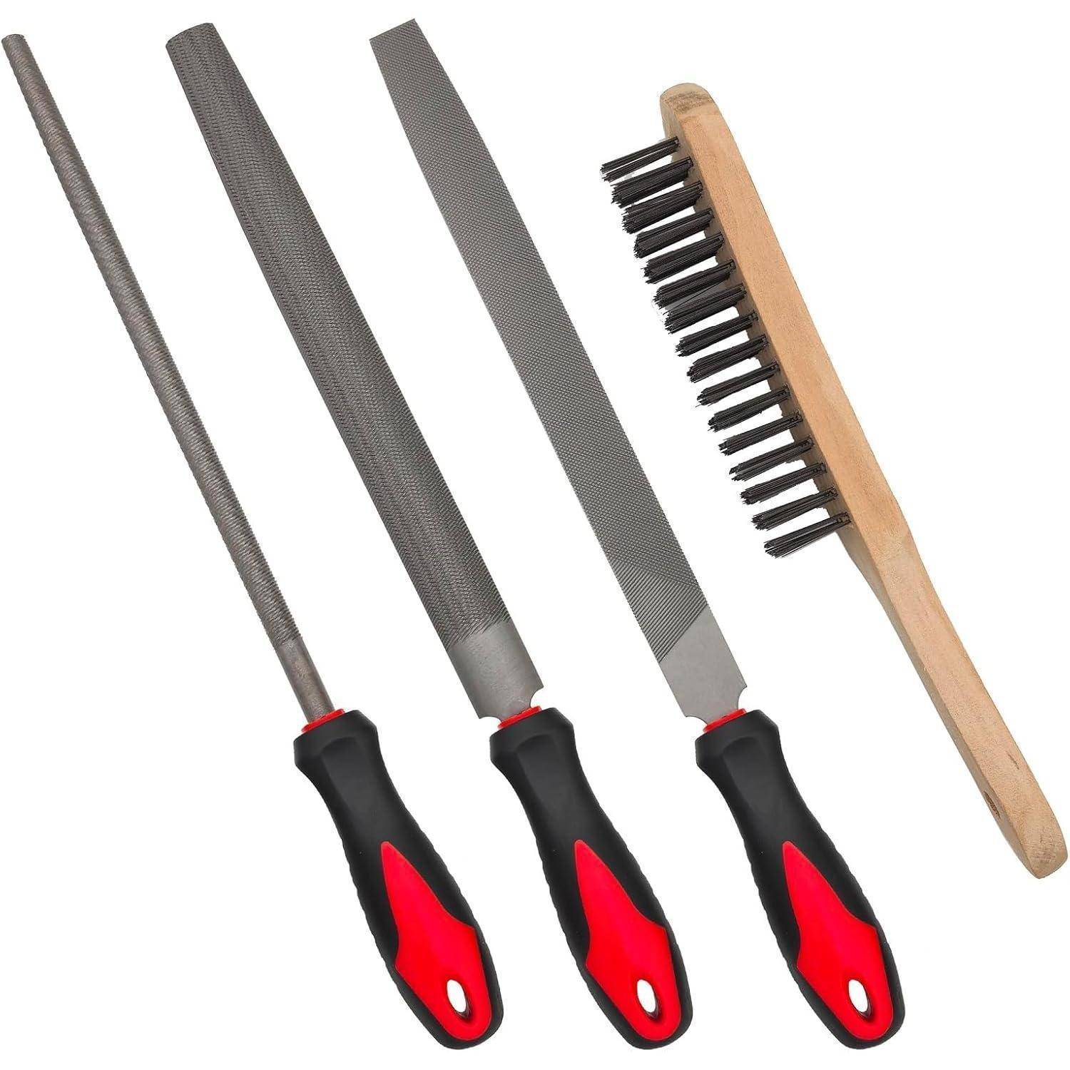 Feilenset 3tlg 250 mm T12 Stahl Flach Halbrund Rund für Metall Holz