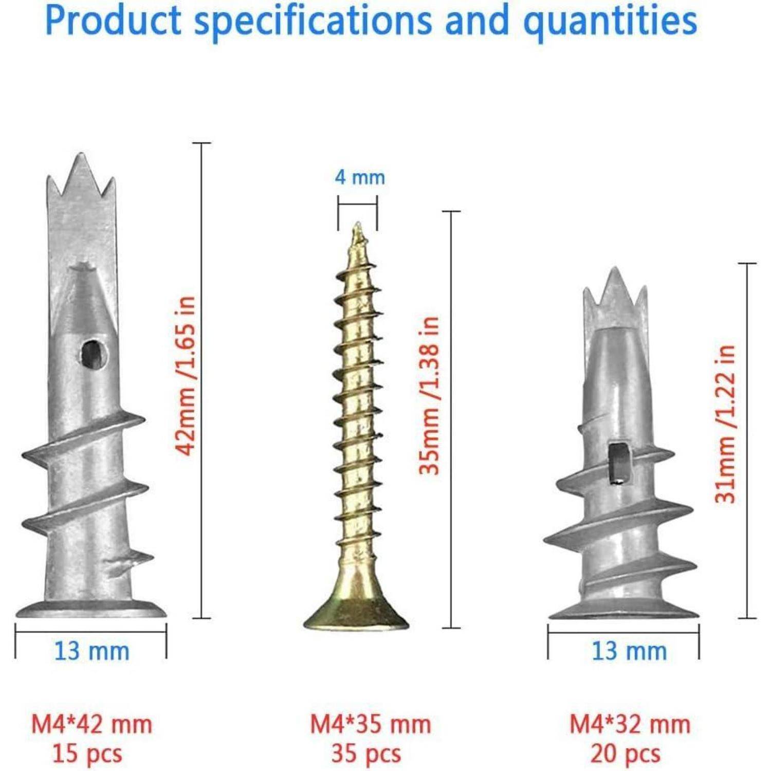 Rigipsdübel Metall 70 Stück für Gipskarton schwere Lasten