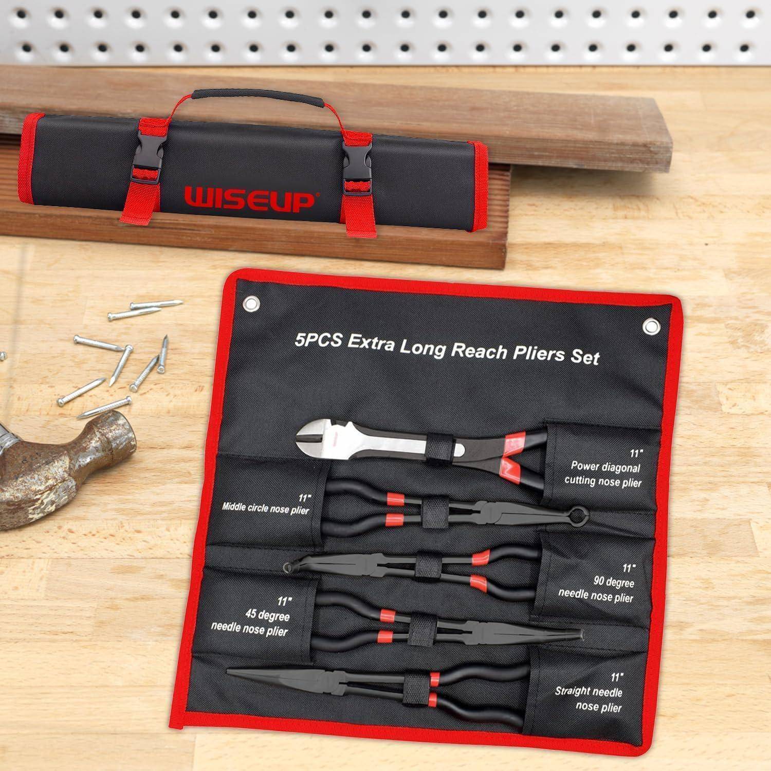 Spitzzangen-Set 5-teilig 28 cm Reichweite 45° 90° Seitenschneider