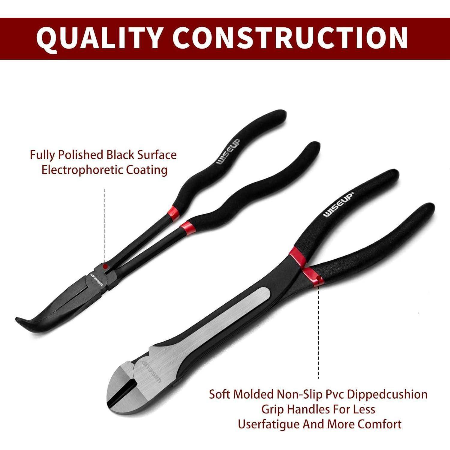 Spitzzangen-Set 5-teilig 28 cm Reichweite 45° 90° Seitenschneider