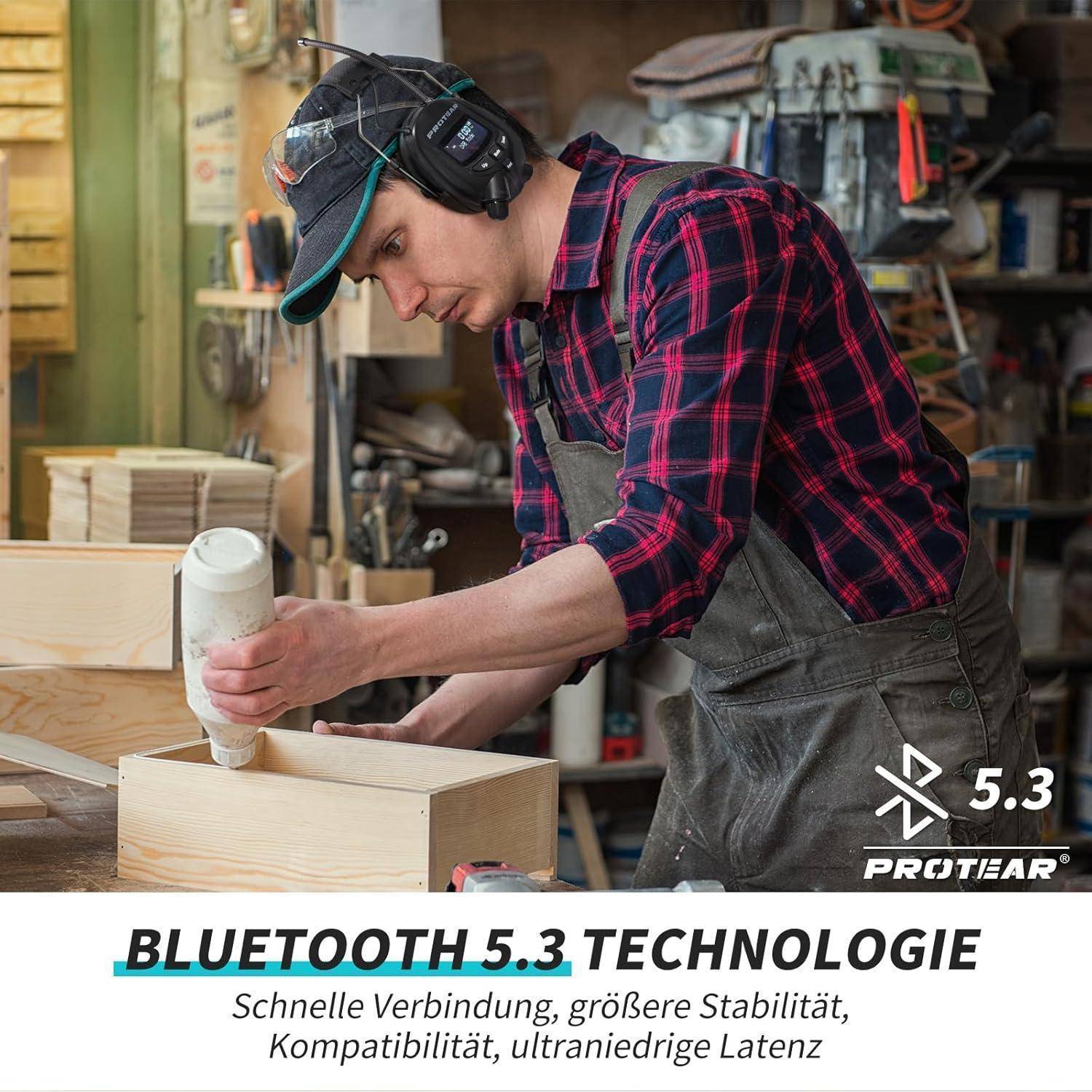 Gehörschutz Bluetooth5.3 DAB FM Radio Lithiumakku SNR30dB Schwarz-dab