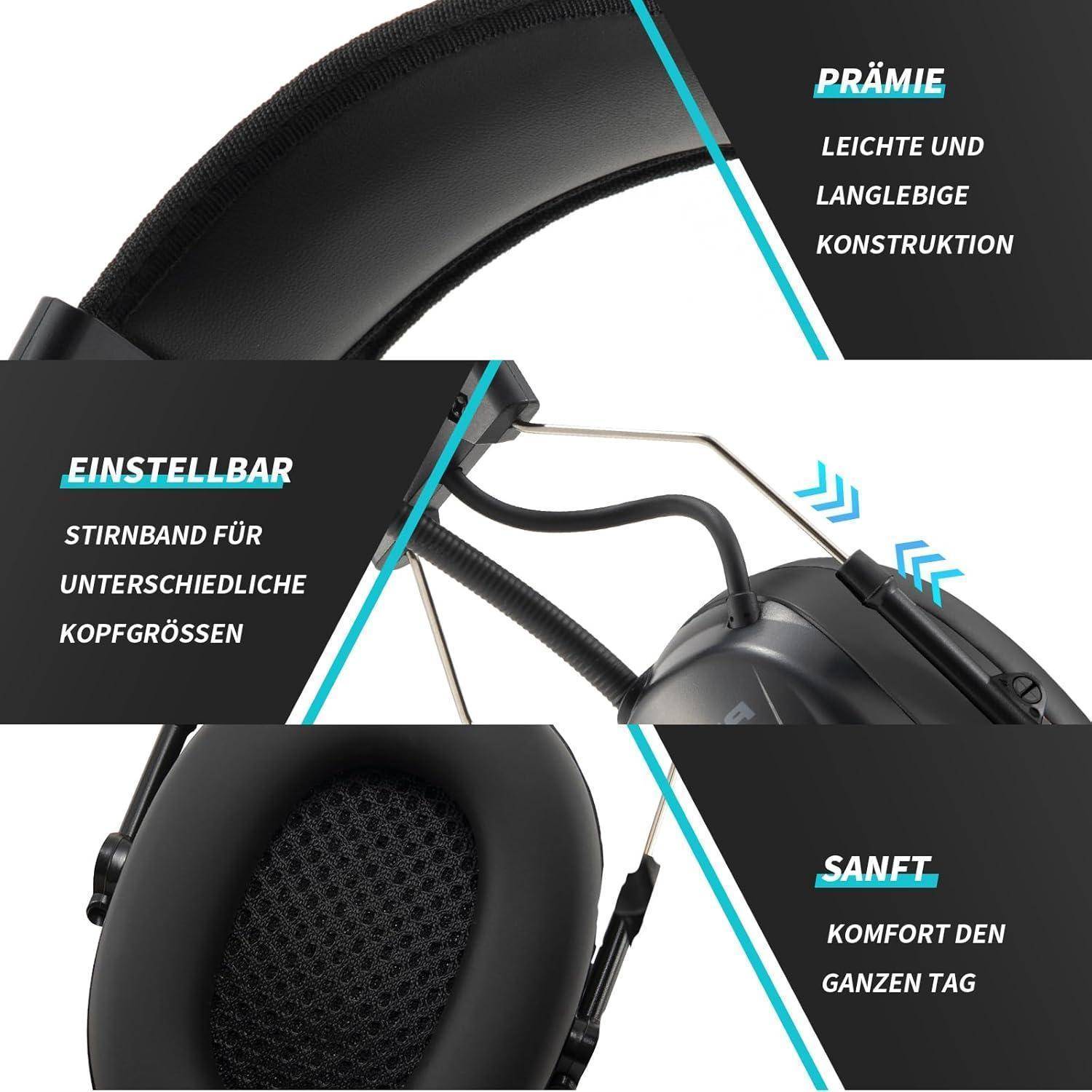 Gehörschutz Bluetooth5.3 DAB FM Radio Lithiumakku SNR30dB Schwarz-dab