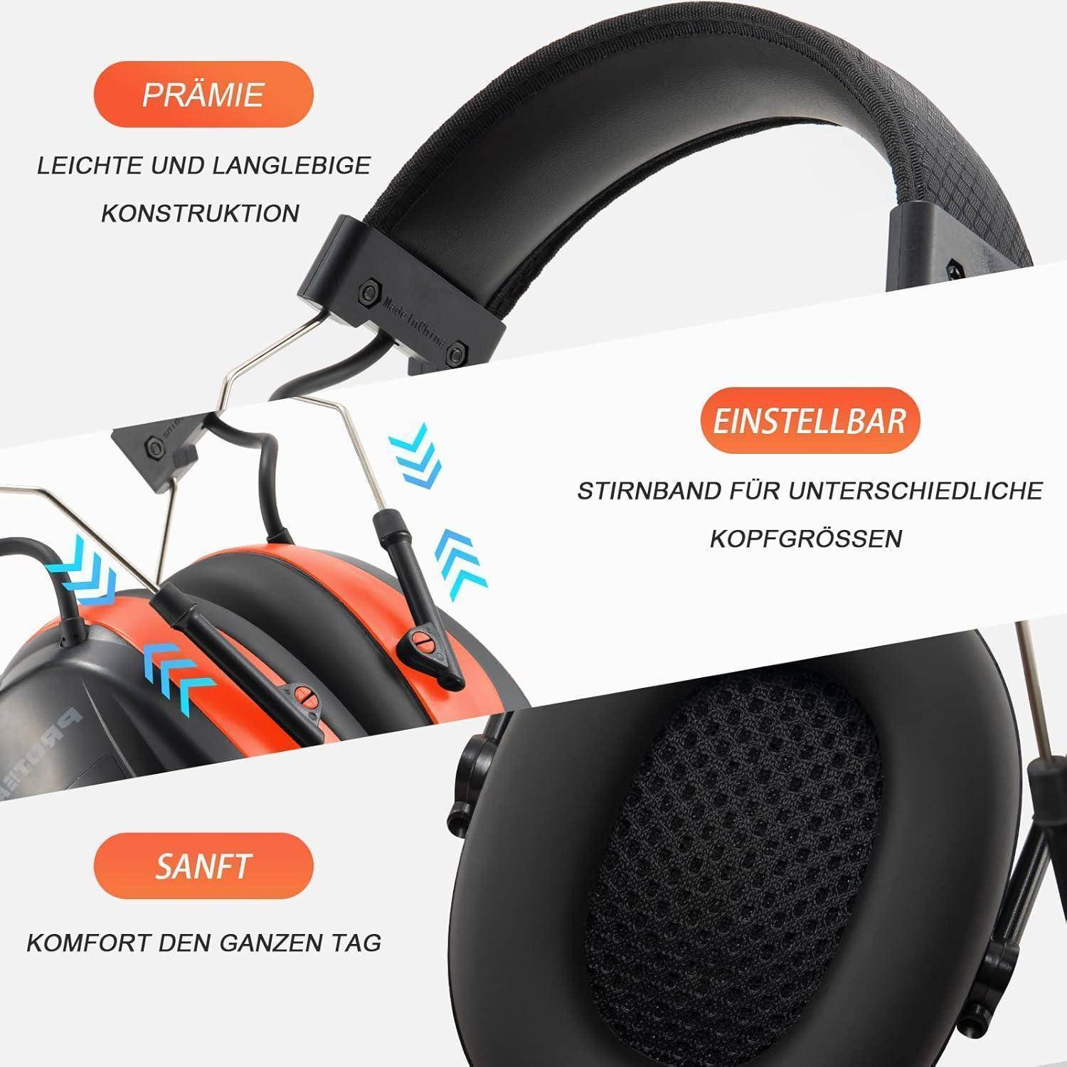 Gehörschutz Bluetooth DAB FM Noise Cancelling SNR30dB Orange